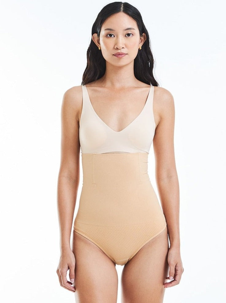 High-Waist Corset Thong in Nude