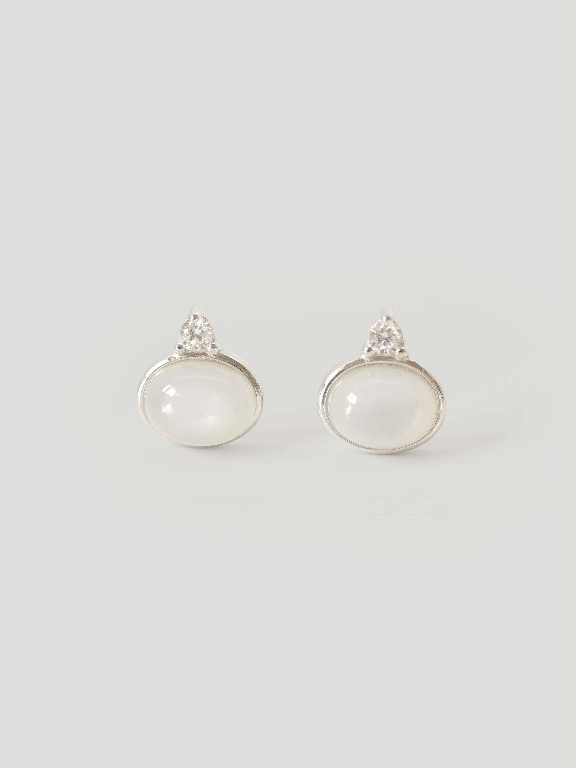 Orb Earrings White Moonstone (LAST PIECES)