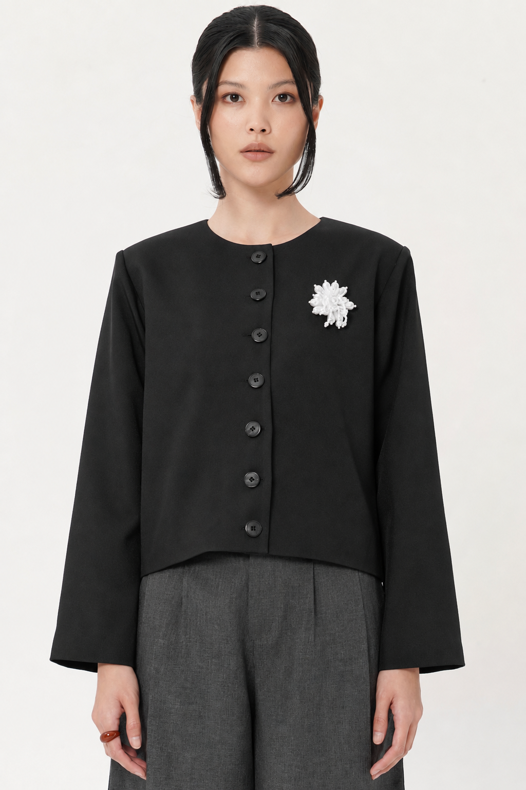 Frame Boxy Jacket In Black