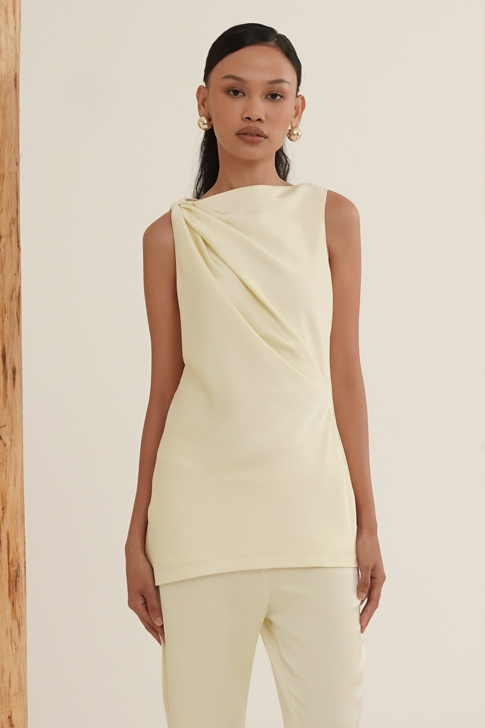 Serena Drape Top In Butter