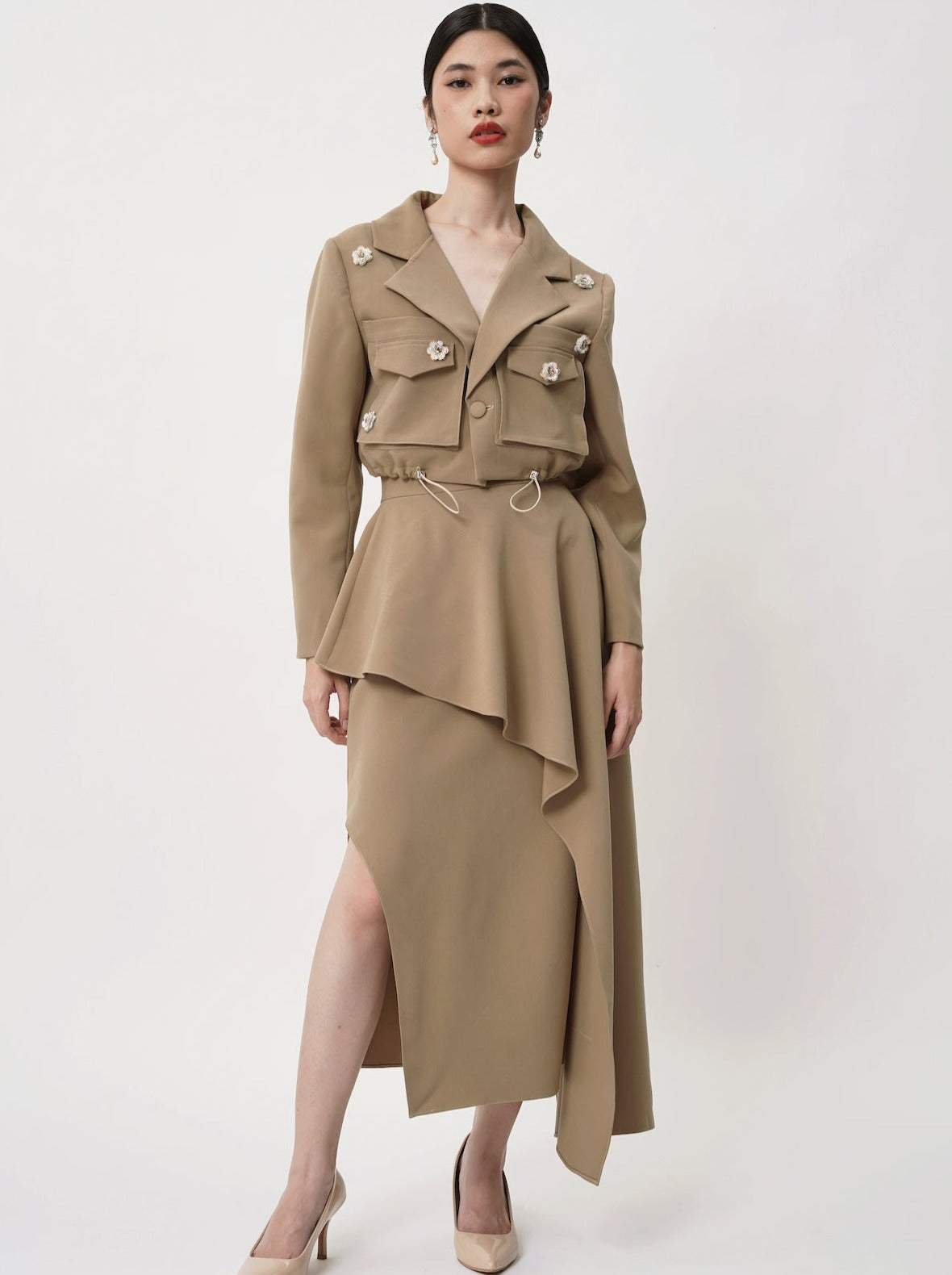 Estes Asymmetric Midi Skirt In Brown