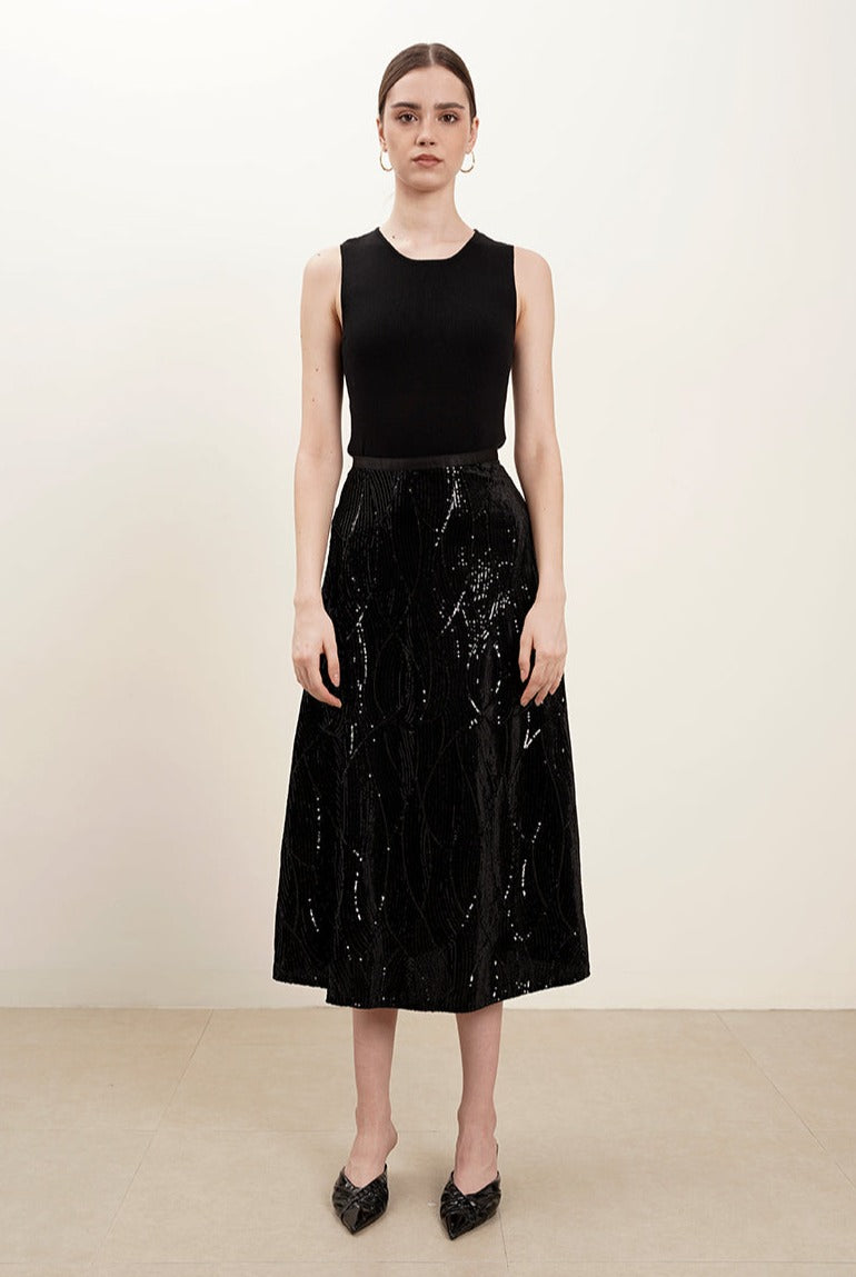 Cheshire Sequined Skirt In Black