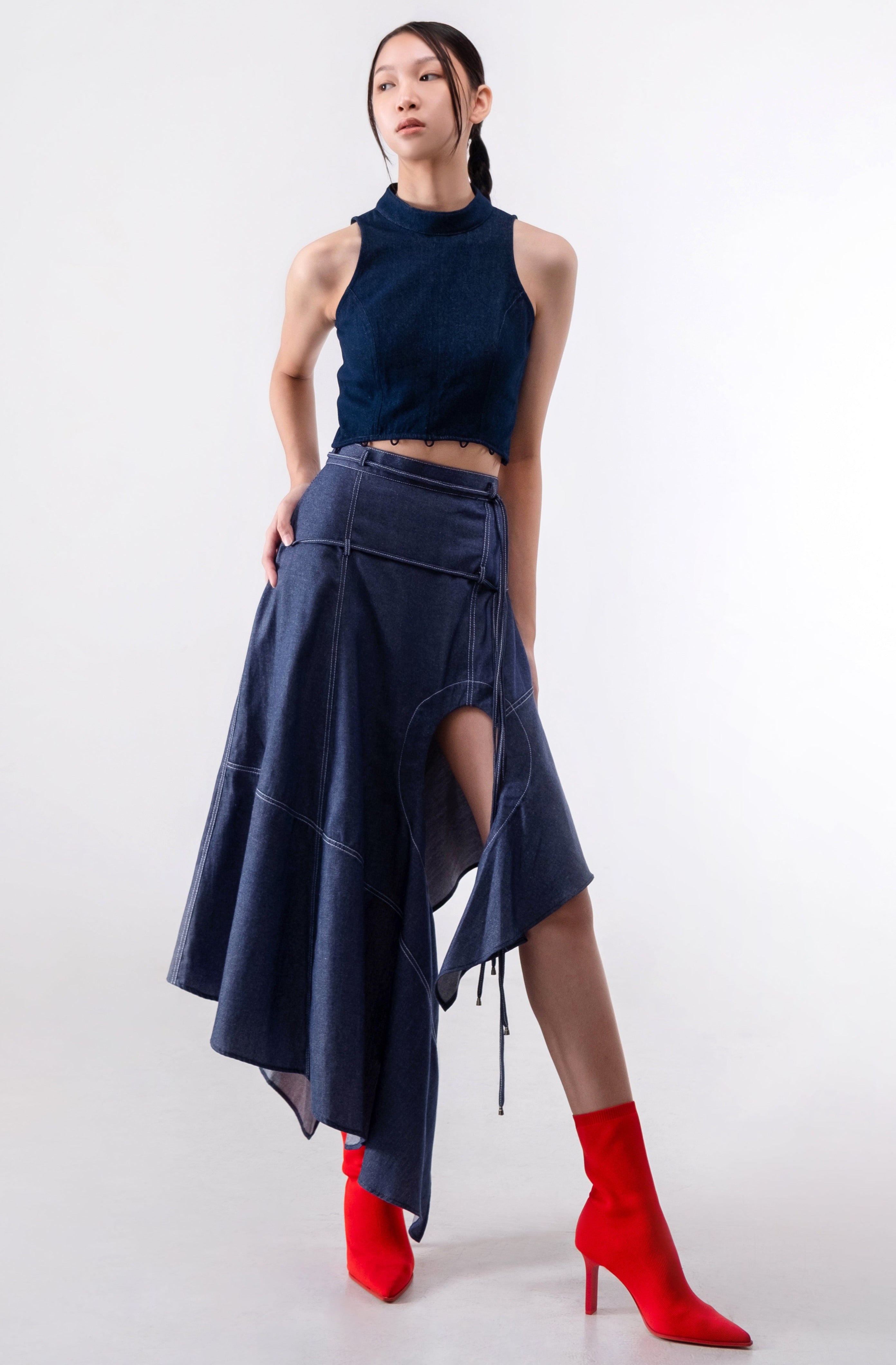 Olenka Skirt in Dark Blue Denim