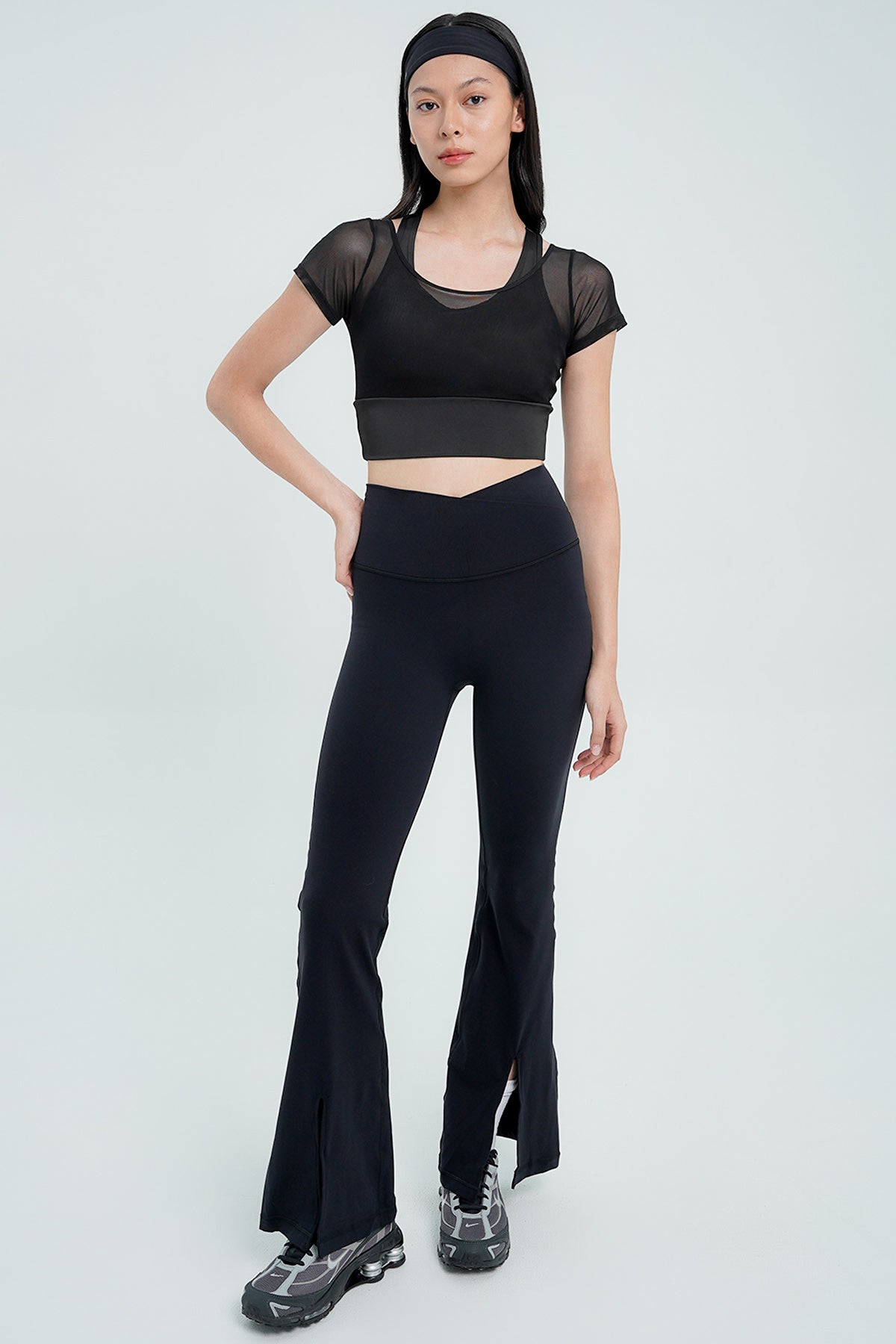 Ideal Slit Flare Pants in Black