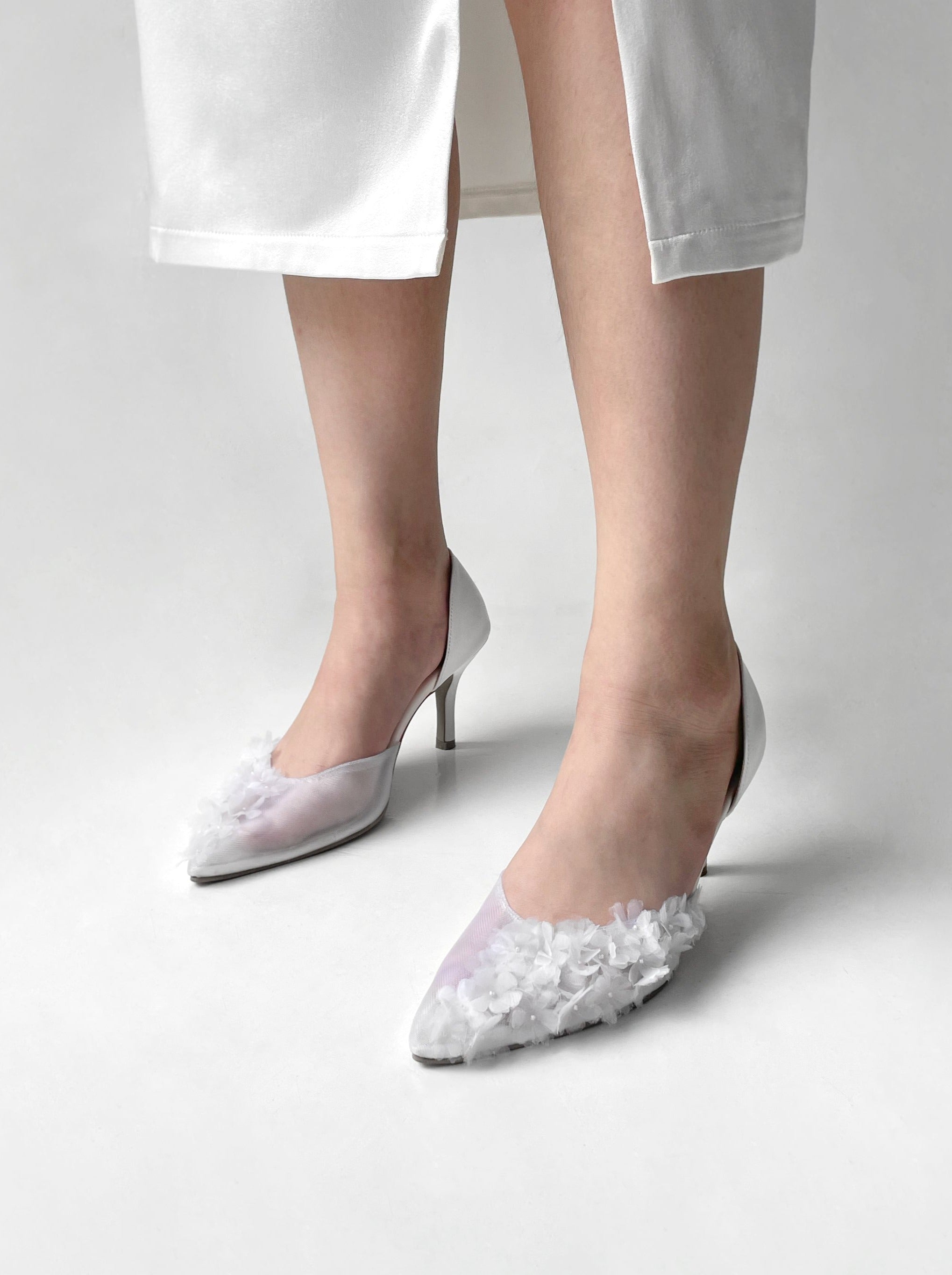 Freezia  Flower Heels in White