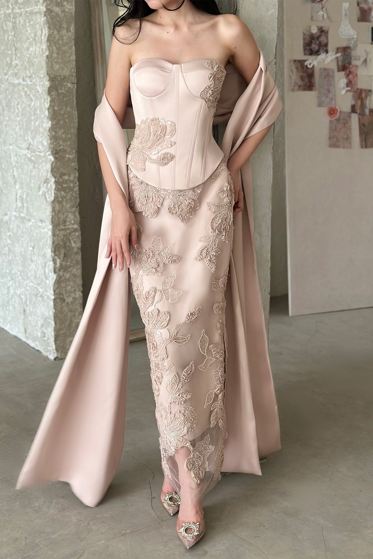 Yolla Set With Scarf in Pink