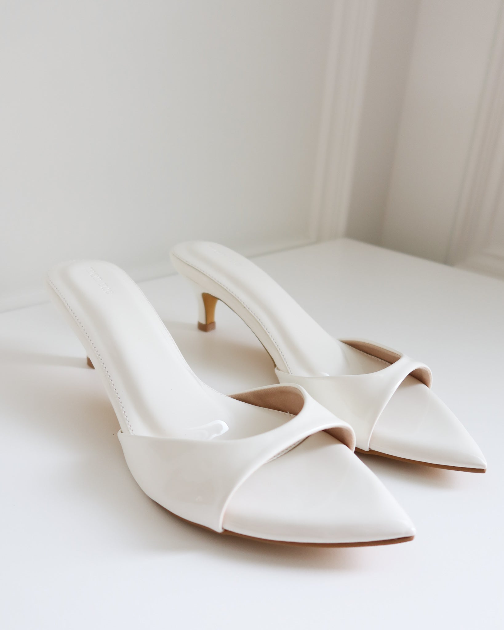 On-Point Glossy Heels In White