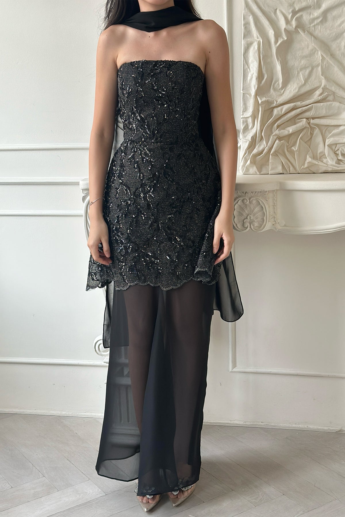 Bertha Black Top With Blair Skirt And Scarf