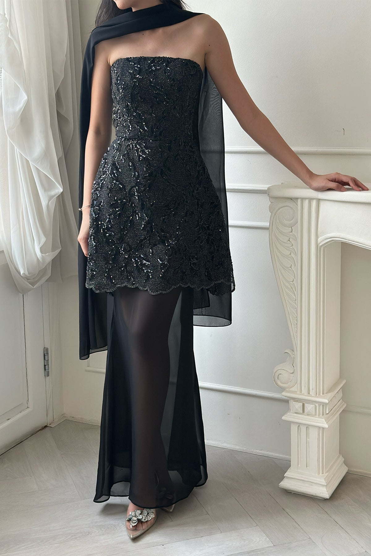 Bertha Black Top With Blair Skirt And Scarf