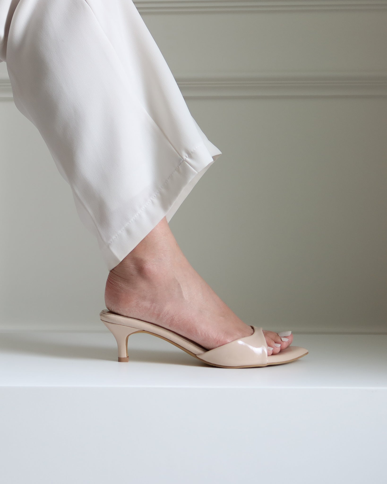 On-Point  Glossy Heels In Nude