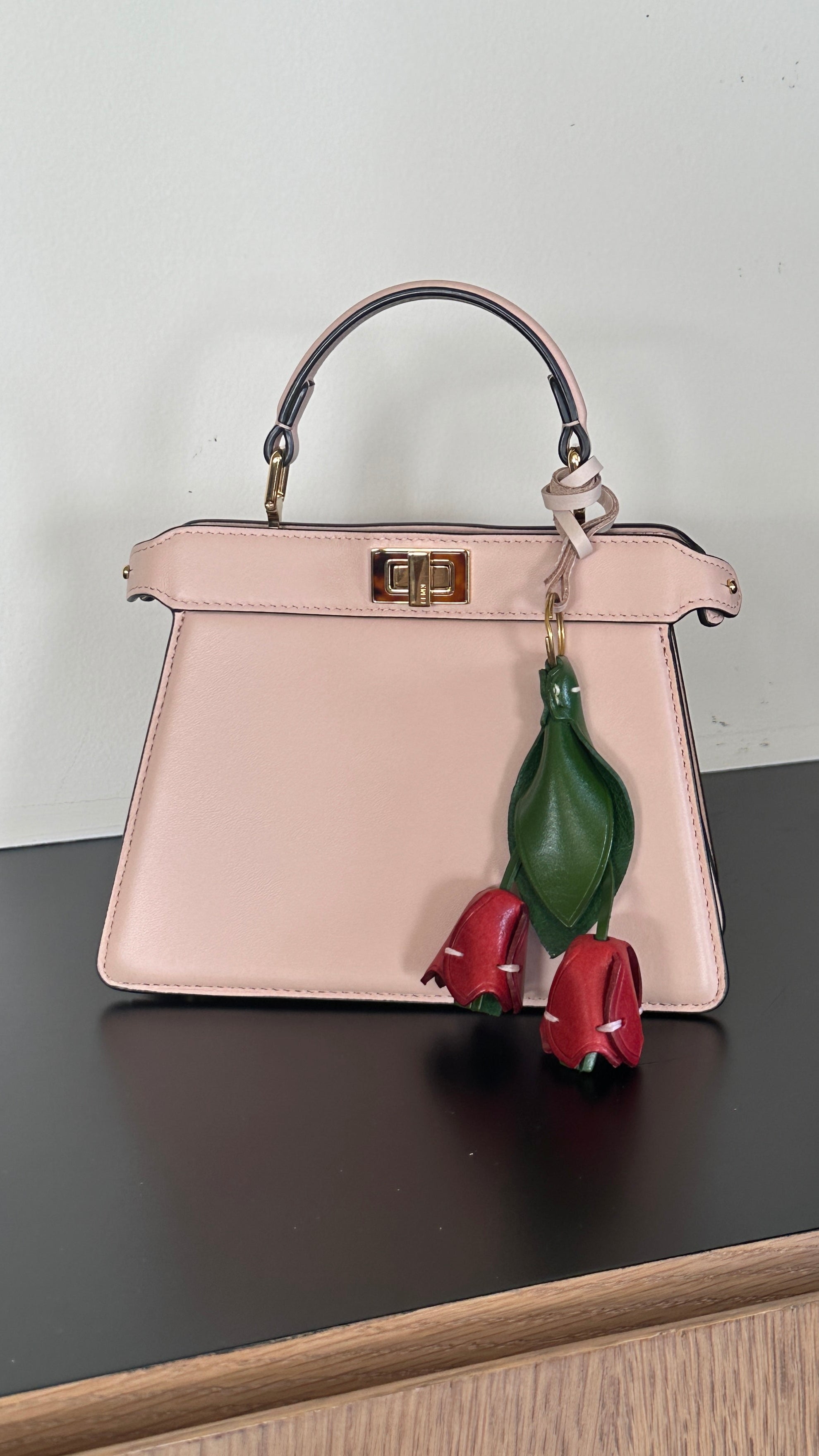 Tulip Petal Bloom Leather Charm In Red