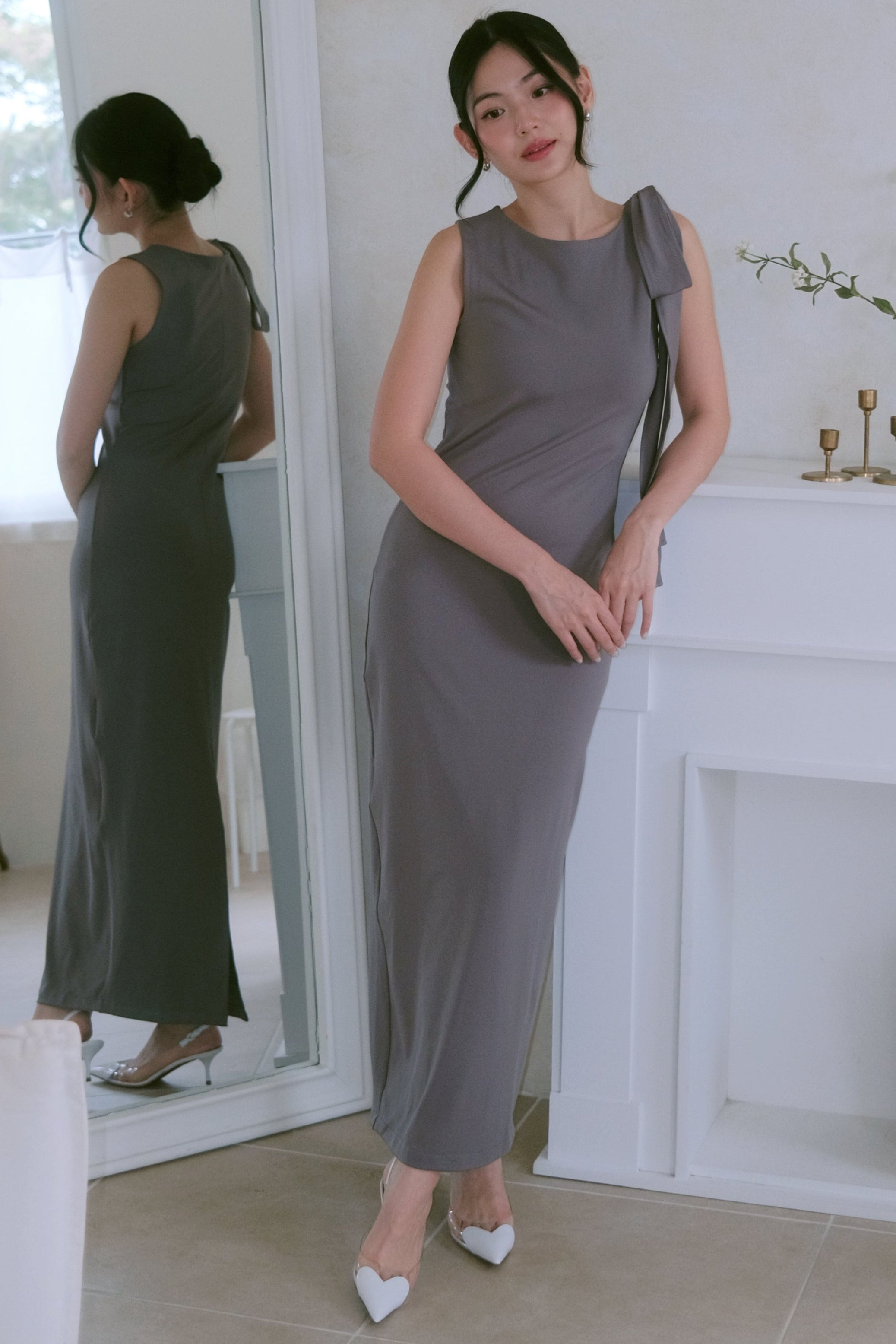 Eloise Sculpt Dress in Space Grey