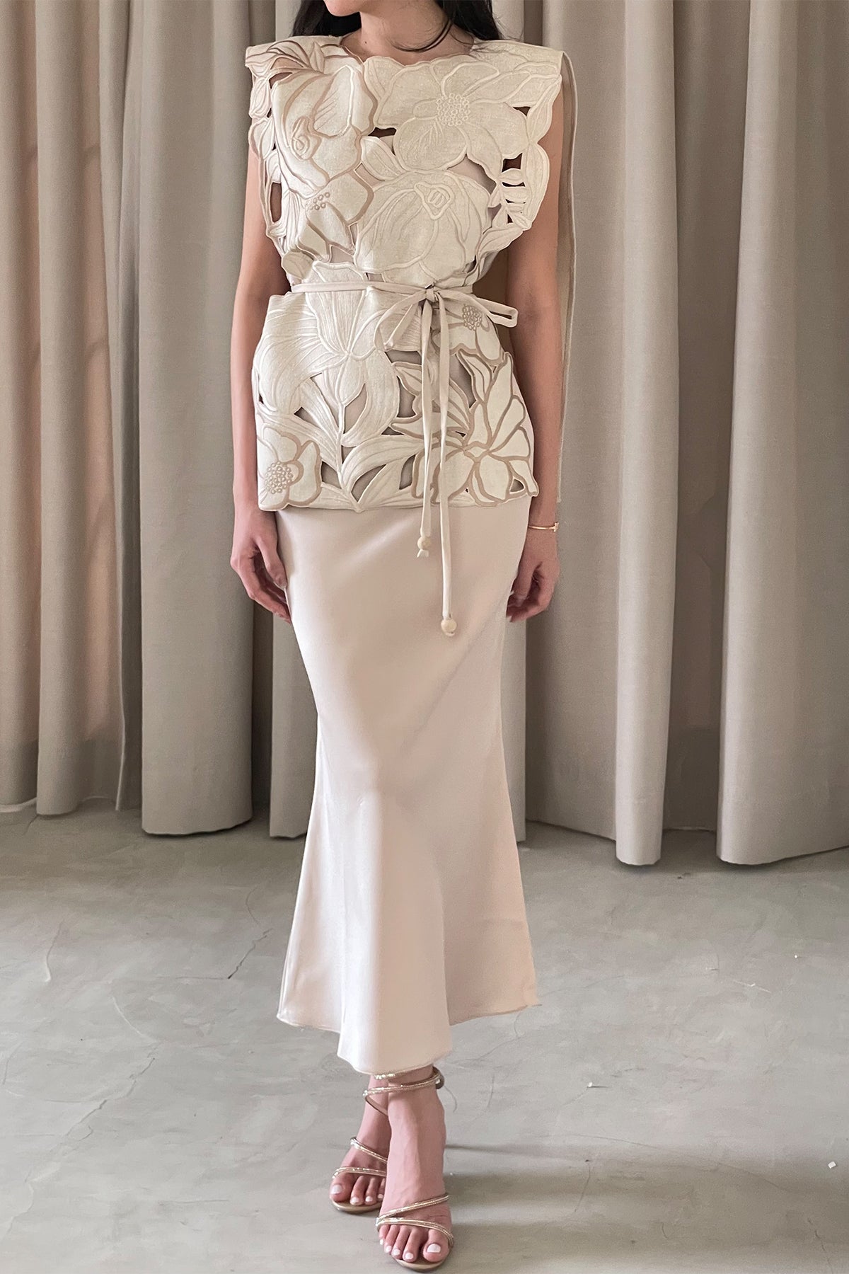 Clara Top With Flare Skirt In Nude