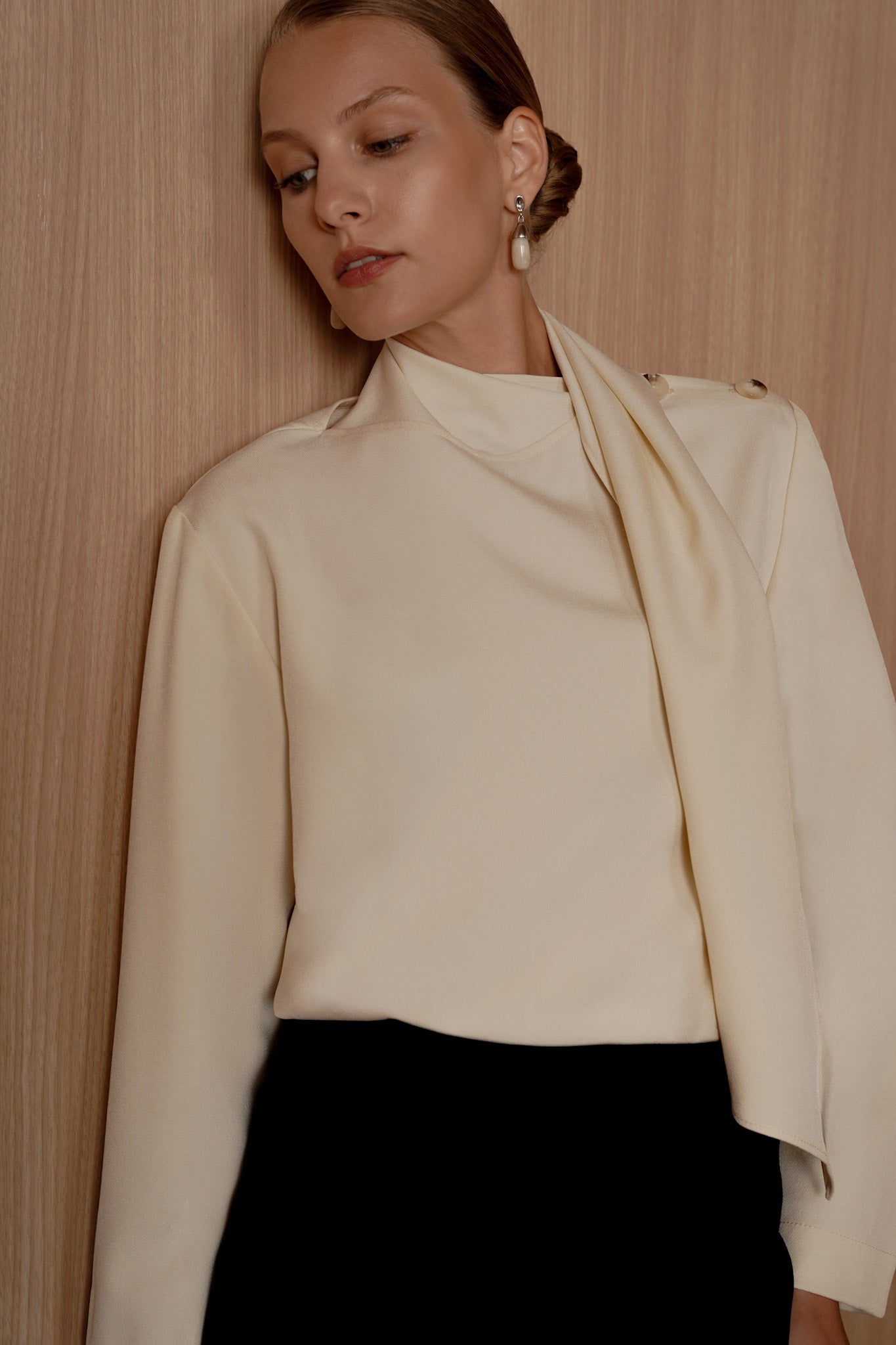 Oaken Drape Top In Ivory