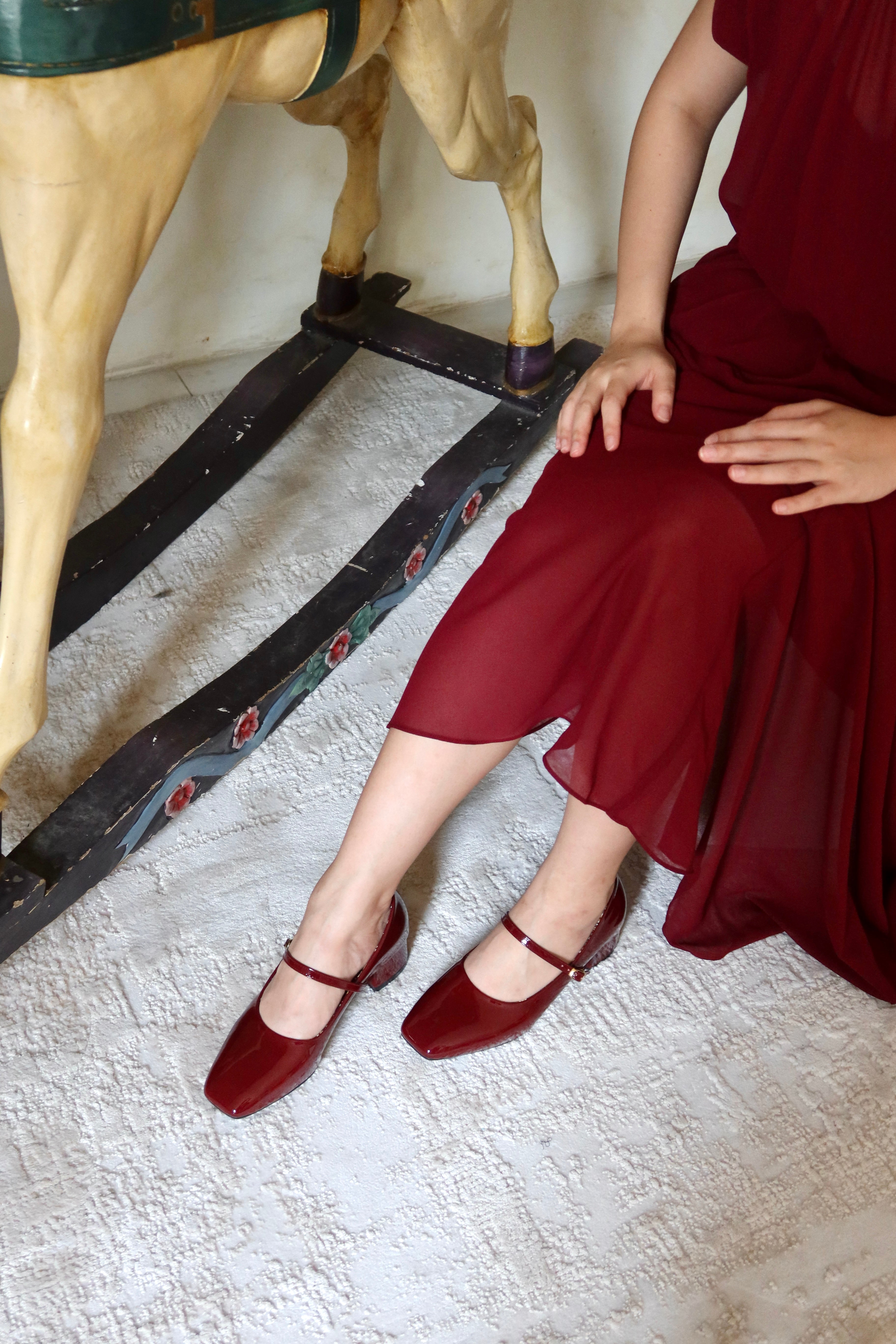 Mary Jane Heels in Red Gloss