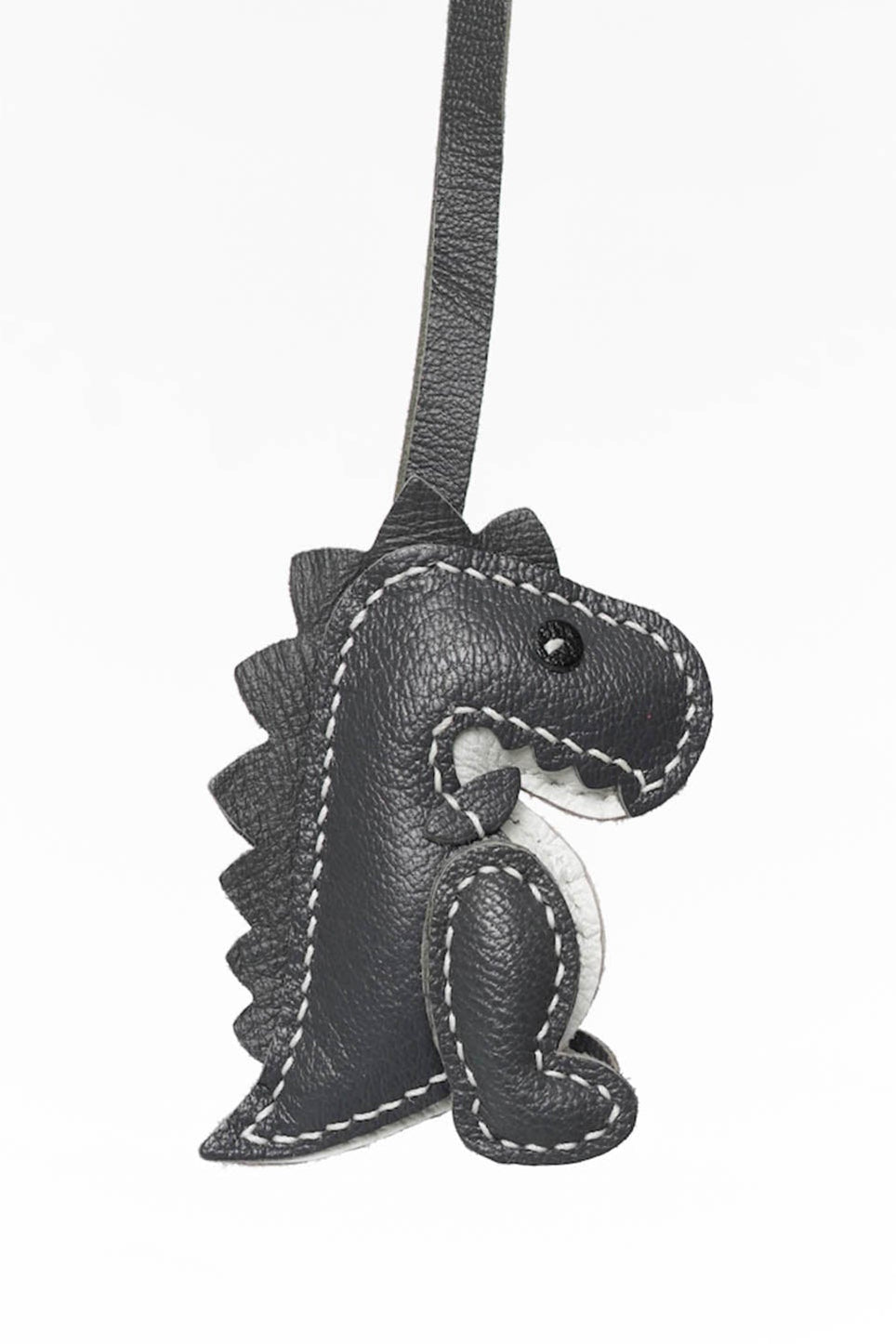 Roaring Dino Leather Charm In Black