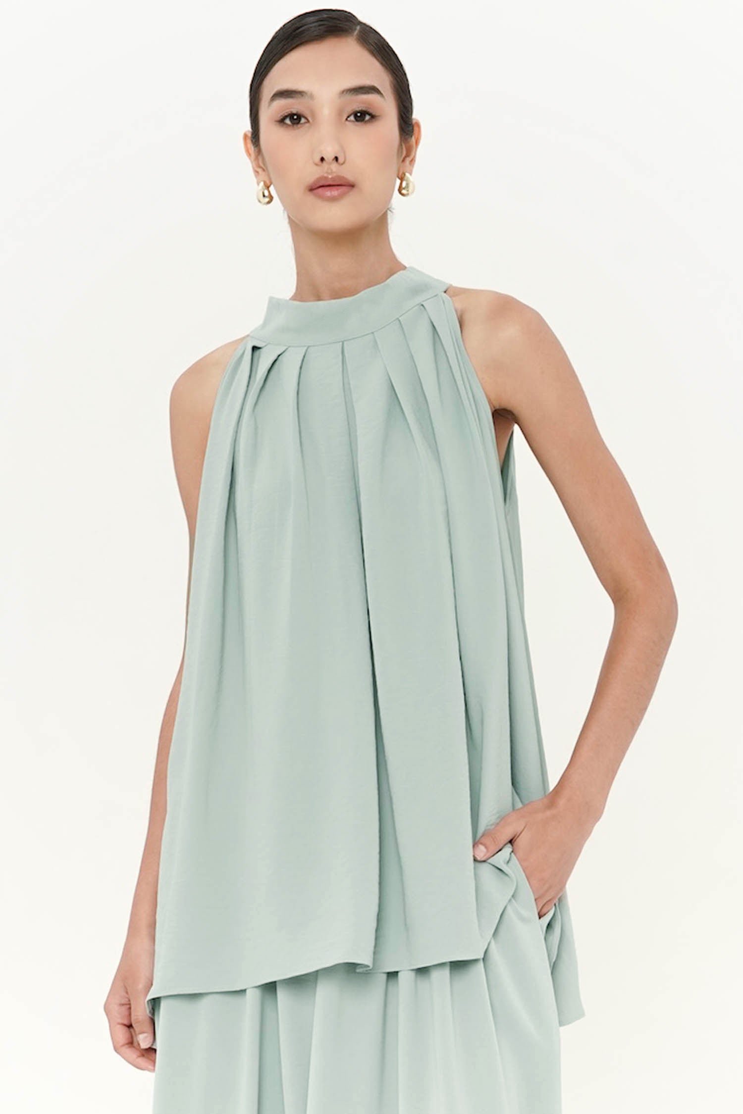 Nerida Halter Top In Sea Glass