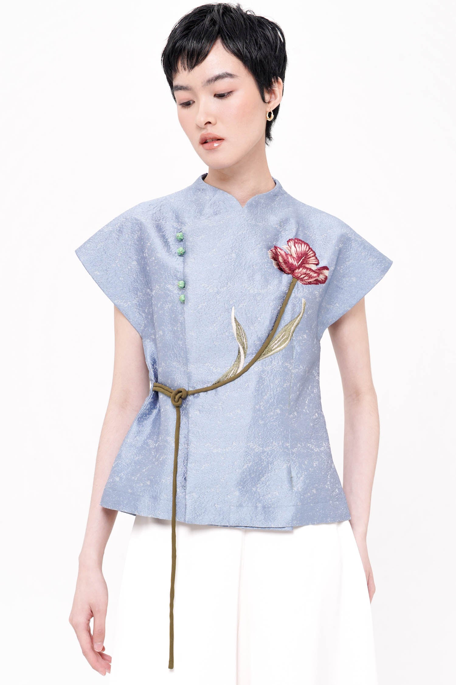 Ning Wrap Top In Blue