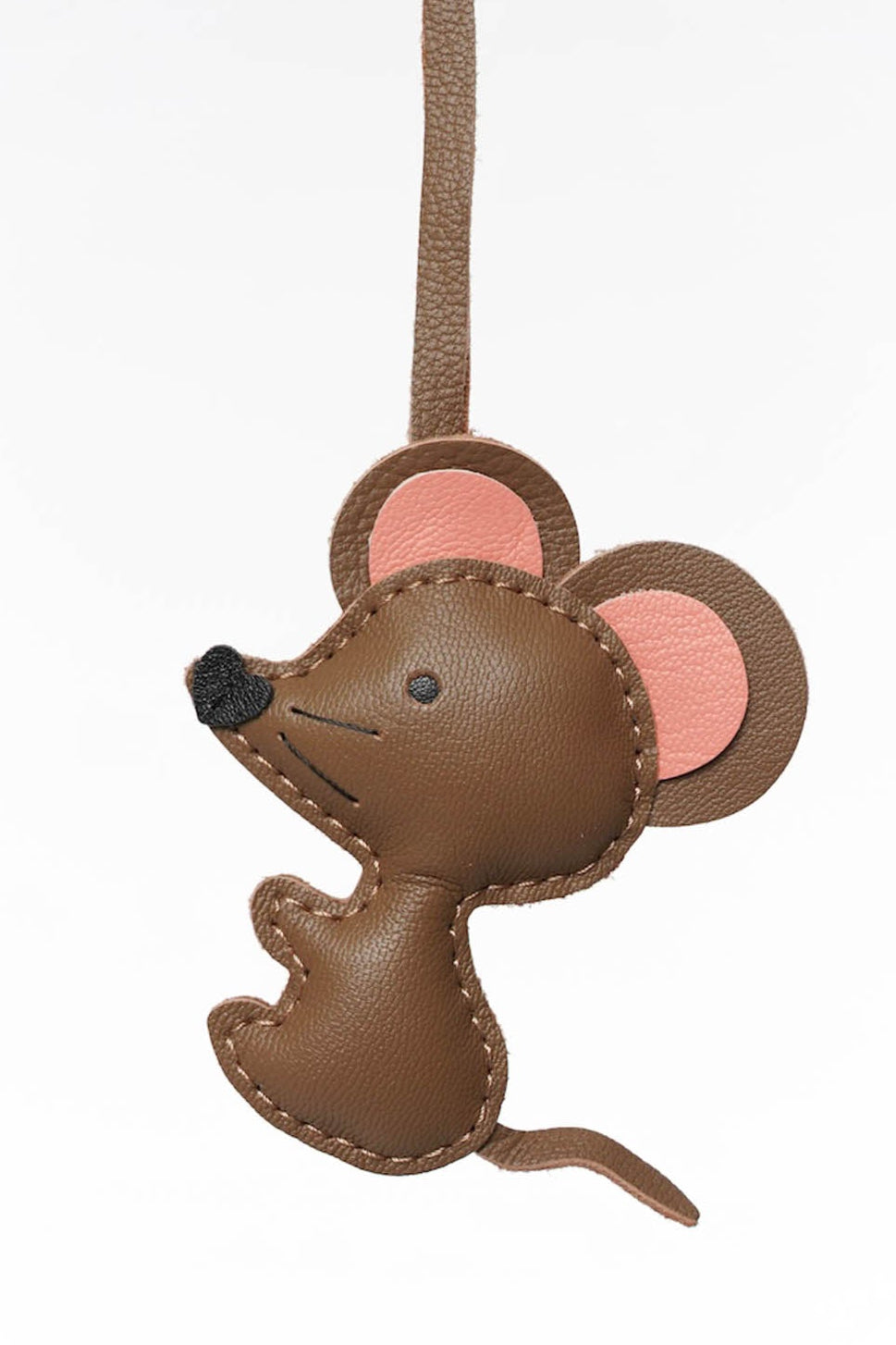 Nosy Mousey Leather Charm In Brown