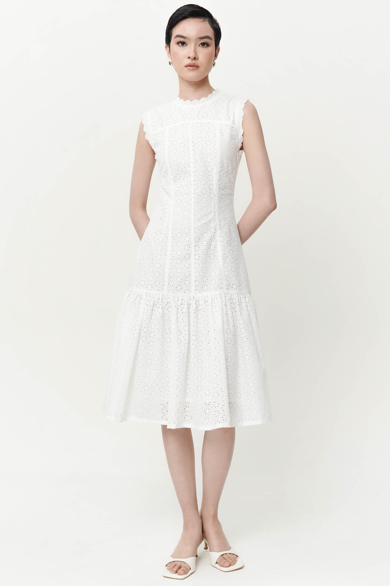 Khloe Midi Dress In Broken White