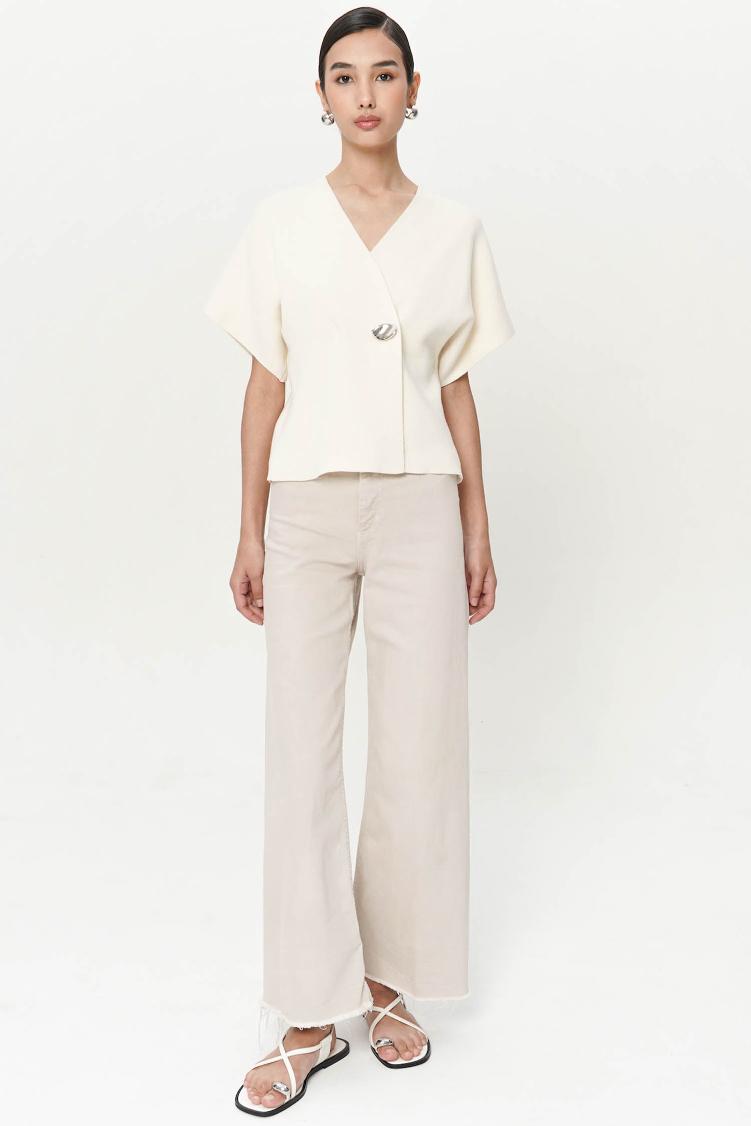 Palomo Wrap Knit Top In Broken White