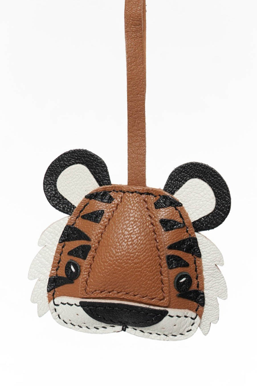 Tiger Totem Leather Bag Charm In Brown