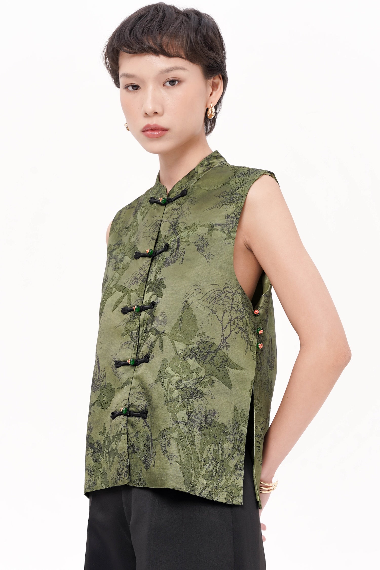 Caixia Qipao Vest In Green