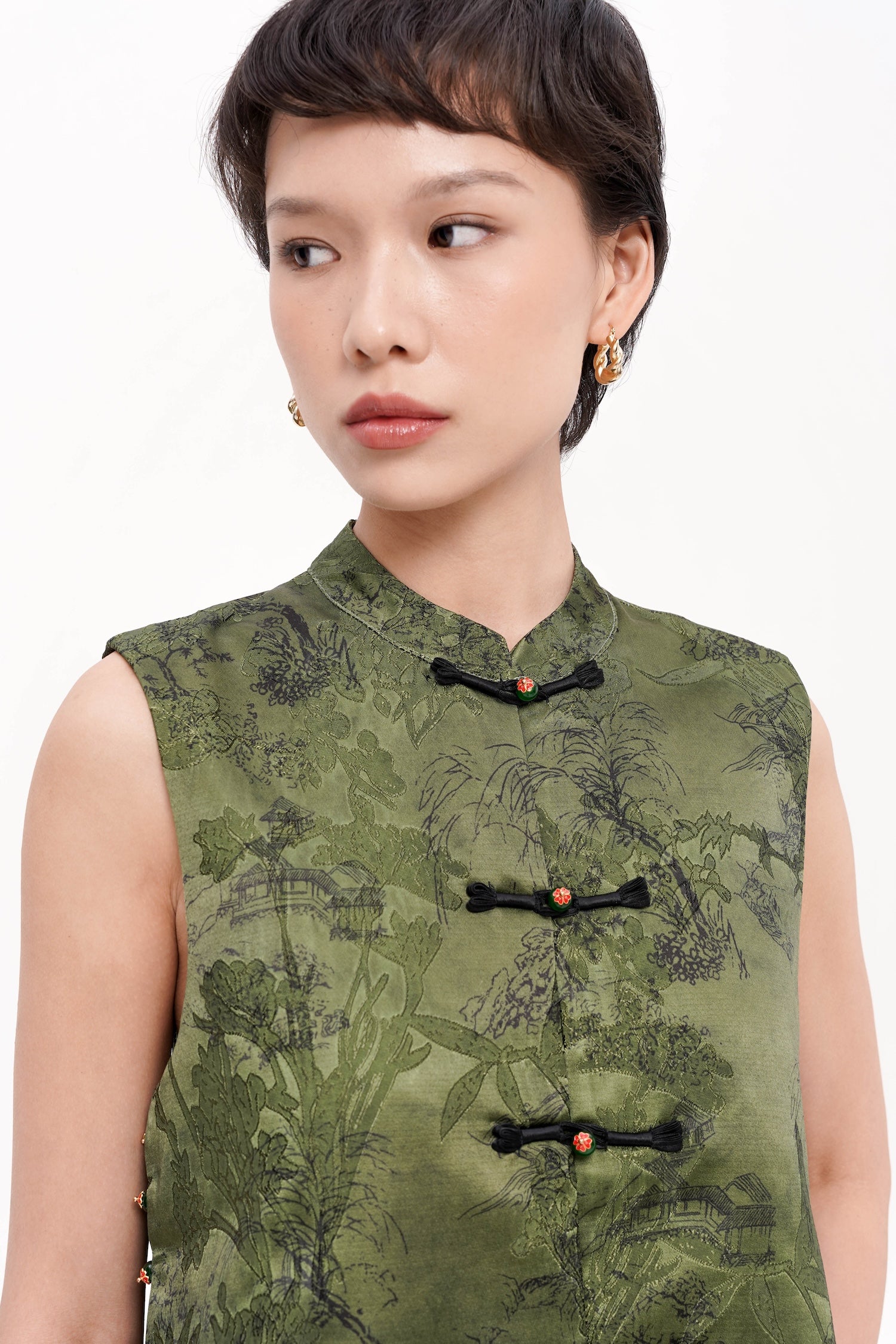 Caixia Qipao Vest In Green