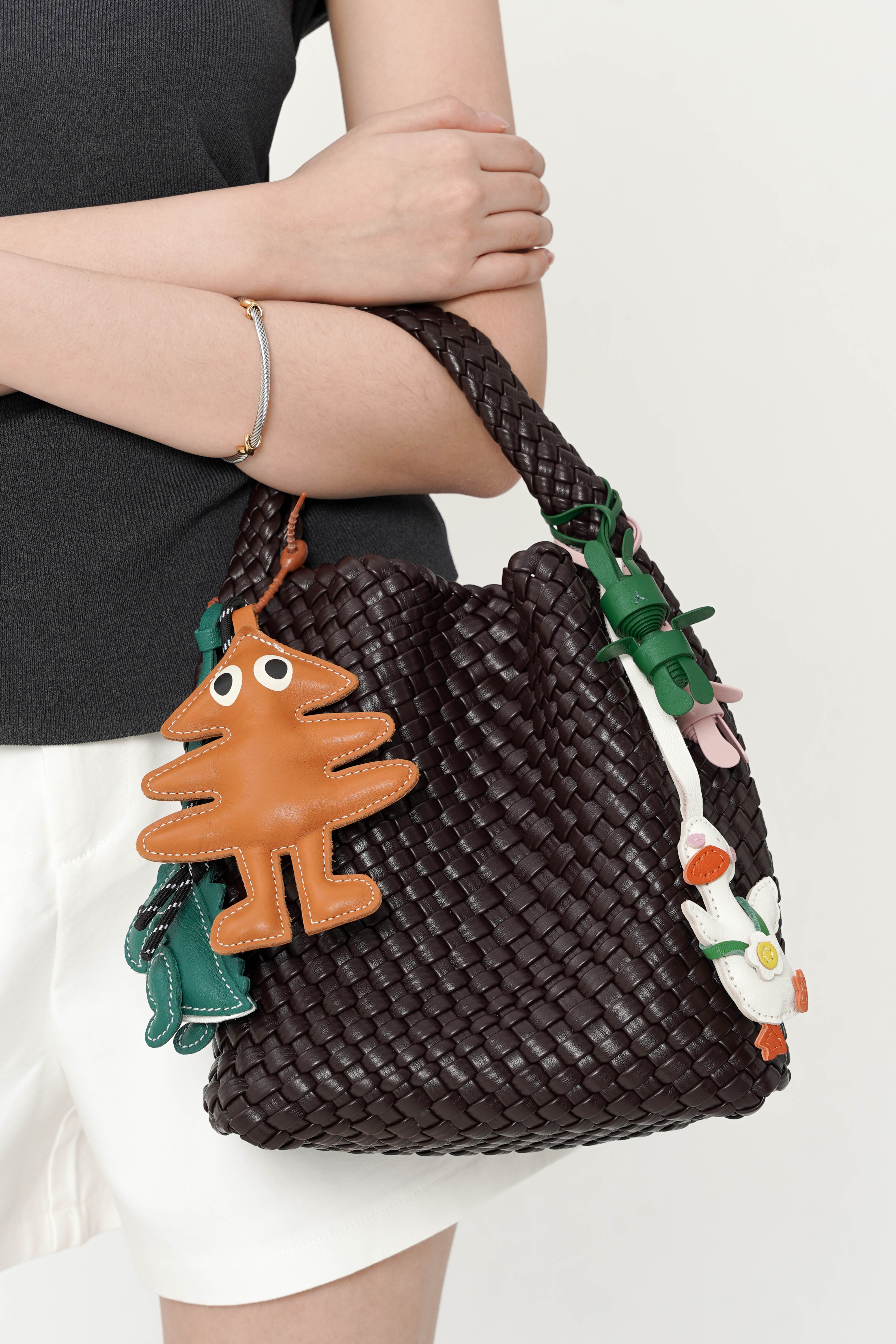 Twiggle Trees Leather Charm In Brown