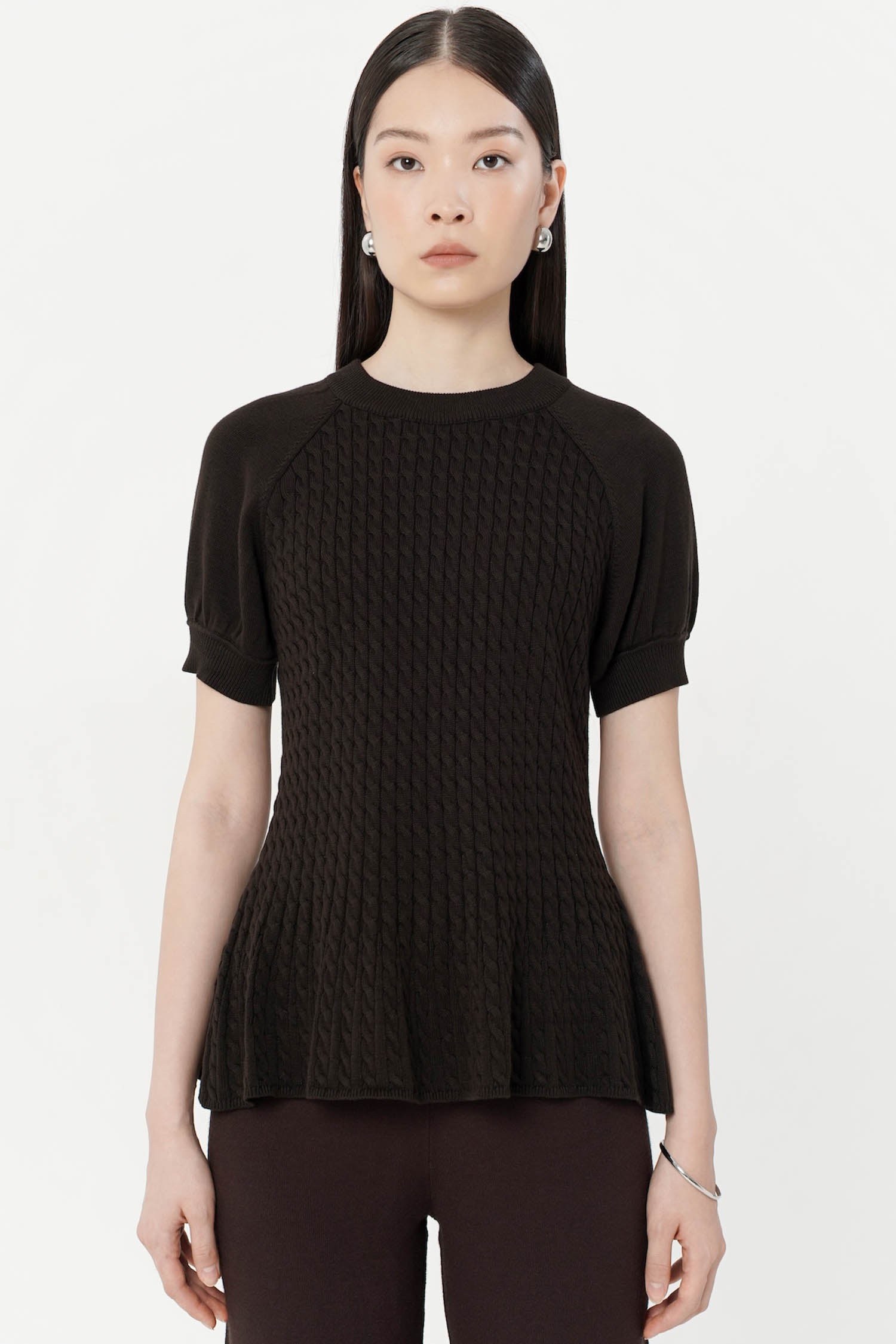 Zola Peplum Knit Top In Espresso
