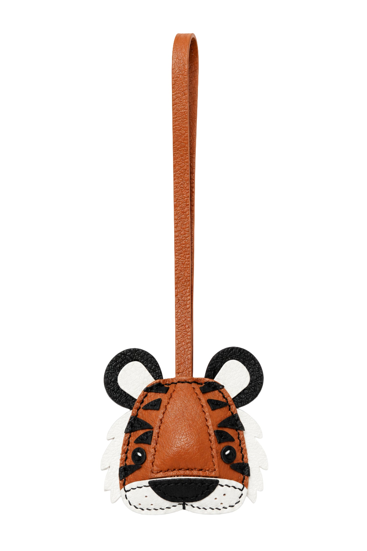 Tiger Totem Leather Bag Charm In Brown