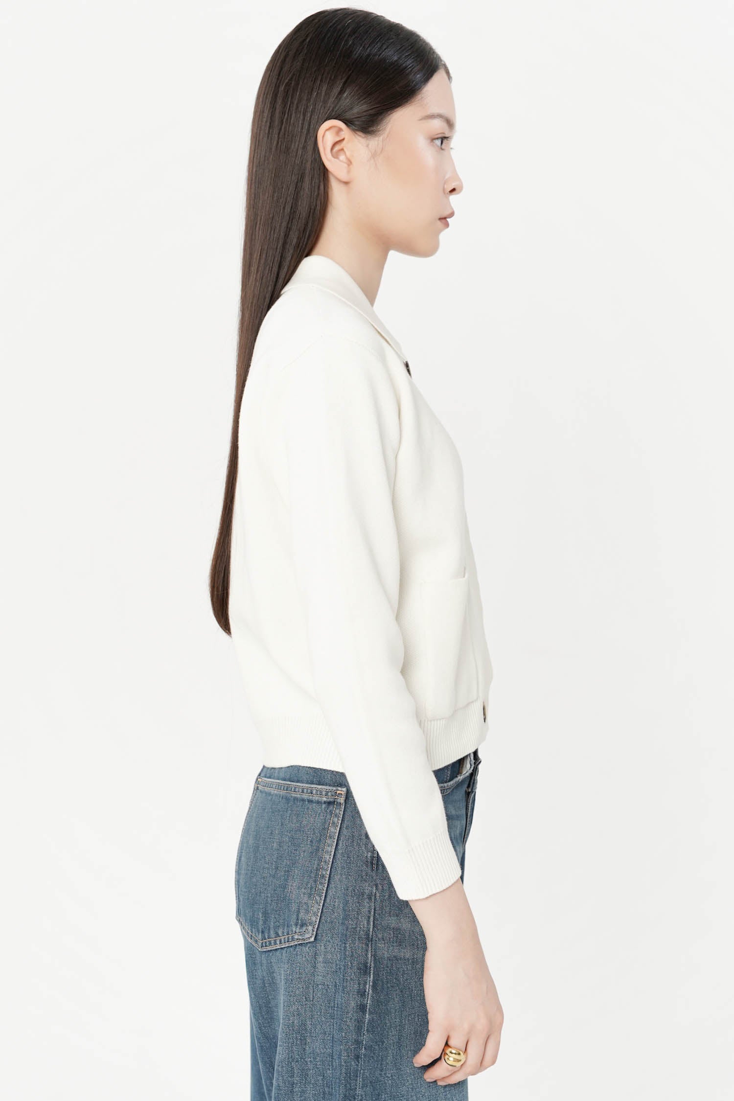 Eron Boxy Knit Cardigan In Broken White