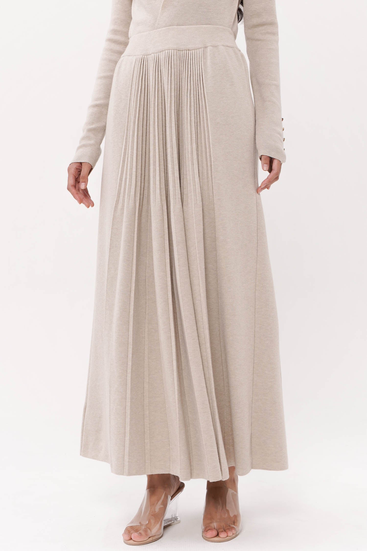 Serena Maxi Knit Skirt In Taupe