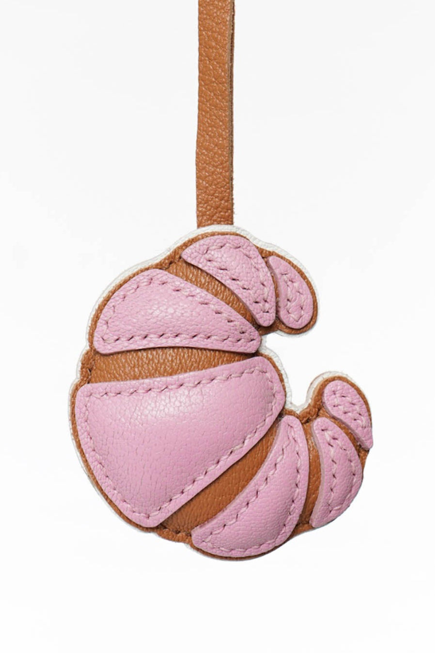 Maison Croissant Leather Charm In Pink