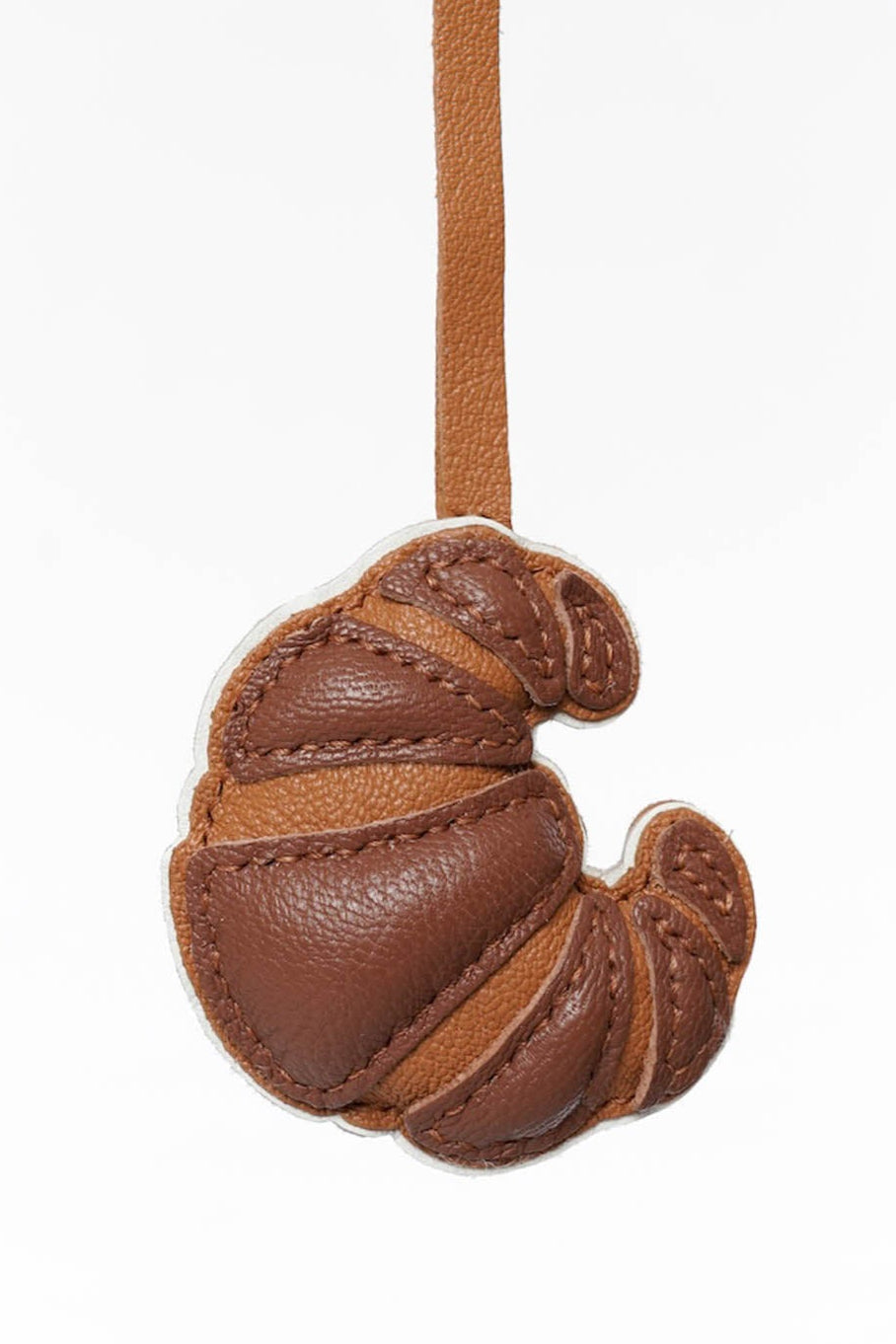 Maison Croissant Leather Charm In Brown