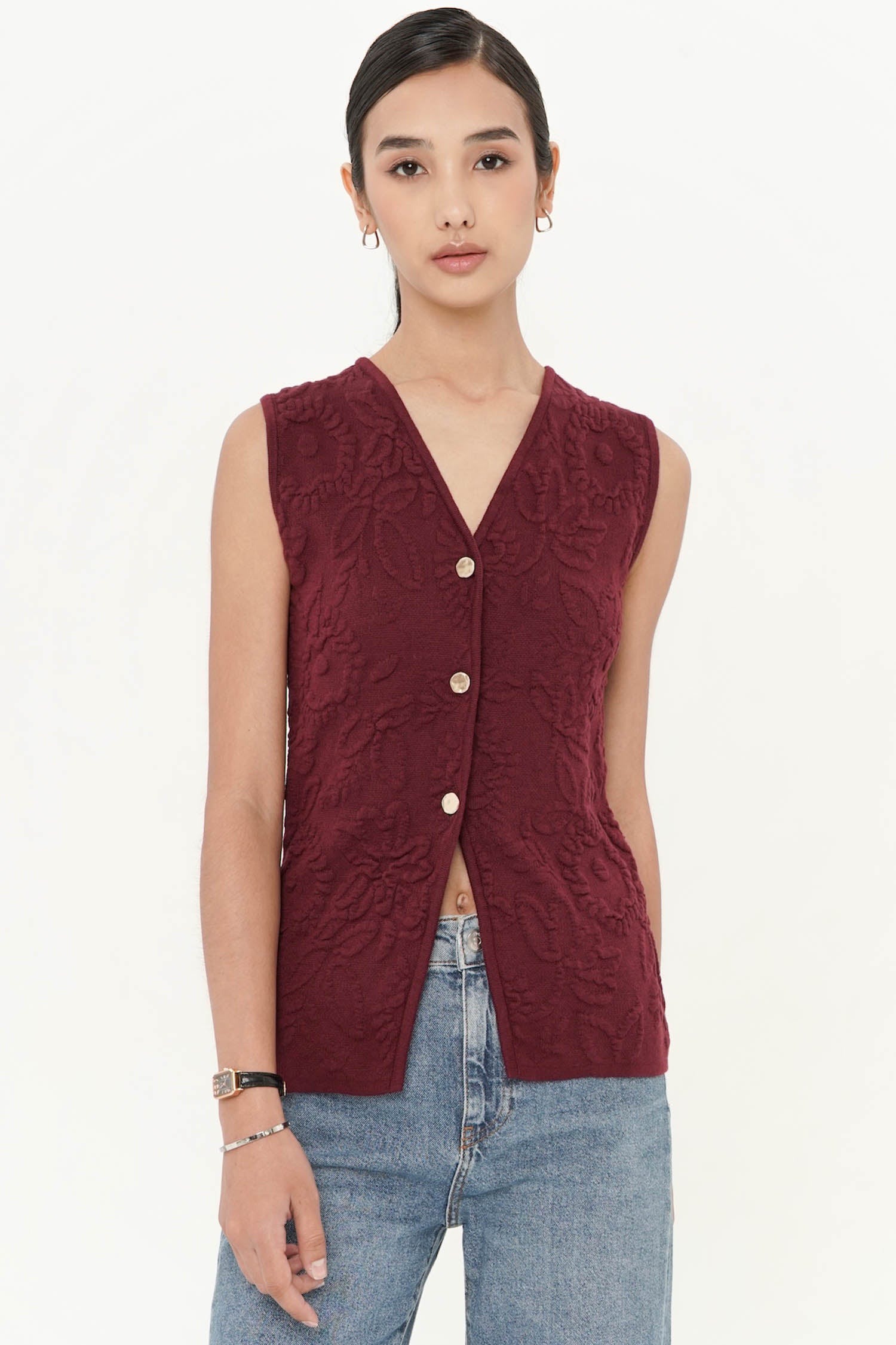 Oahu Vest Top In Maroon