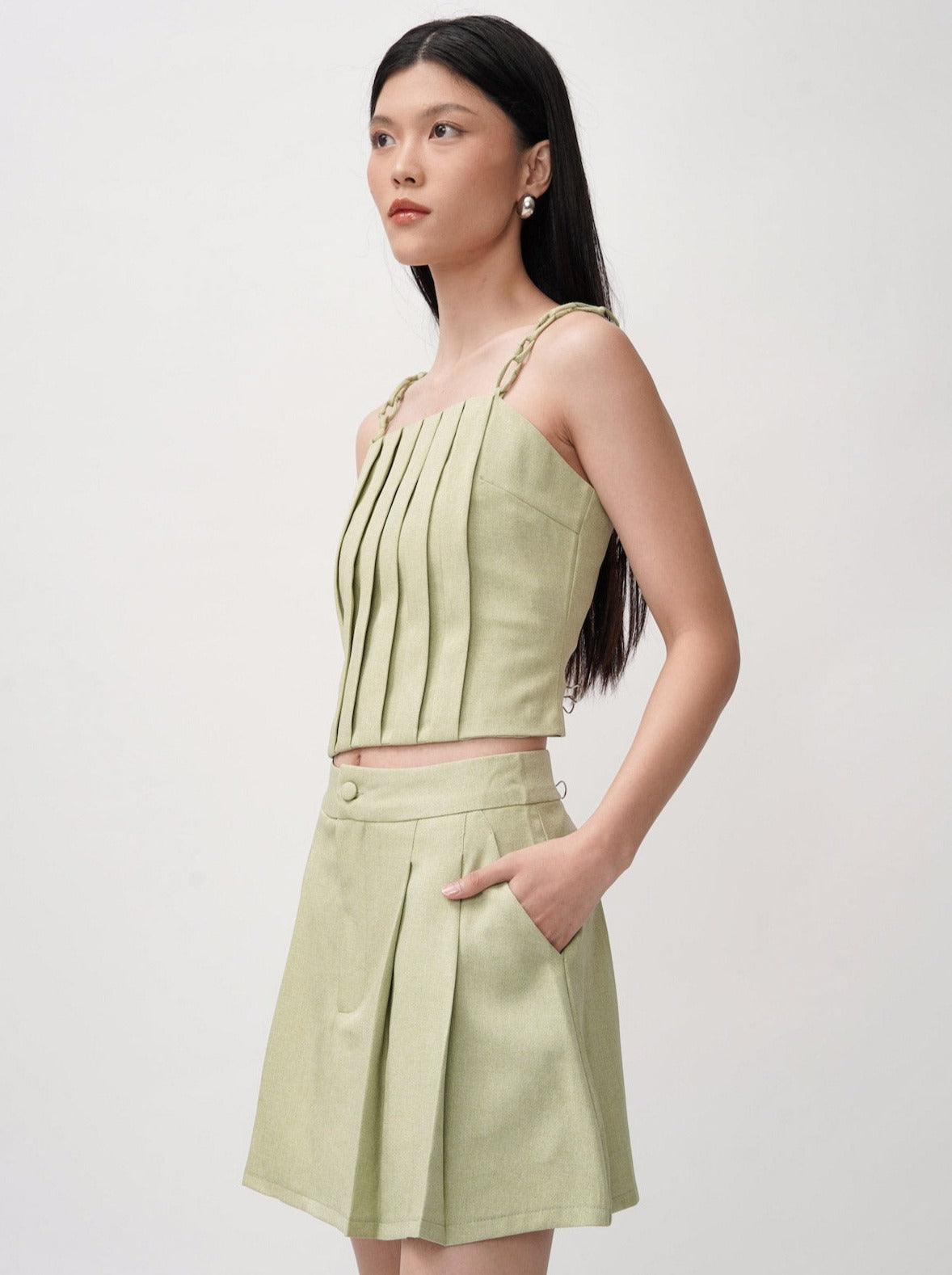 Pina Pleated Top In Sage (6 LEFT)