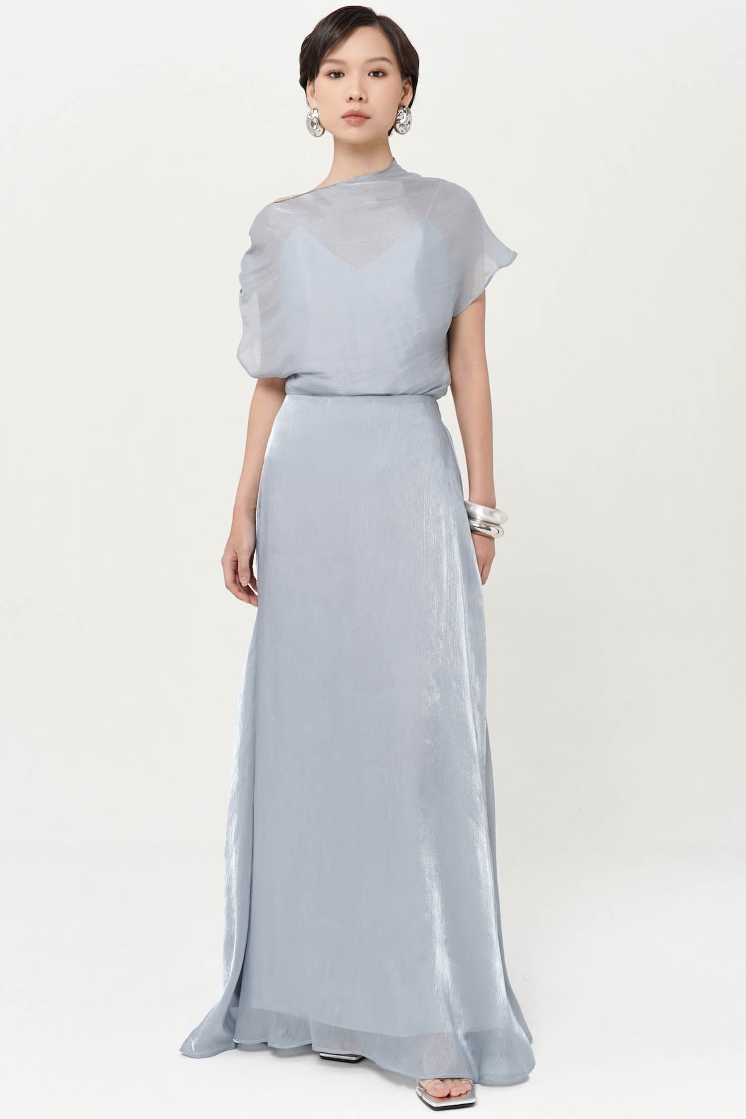 Altair Maxi Skirt In Dusty Blue
