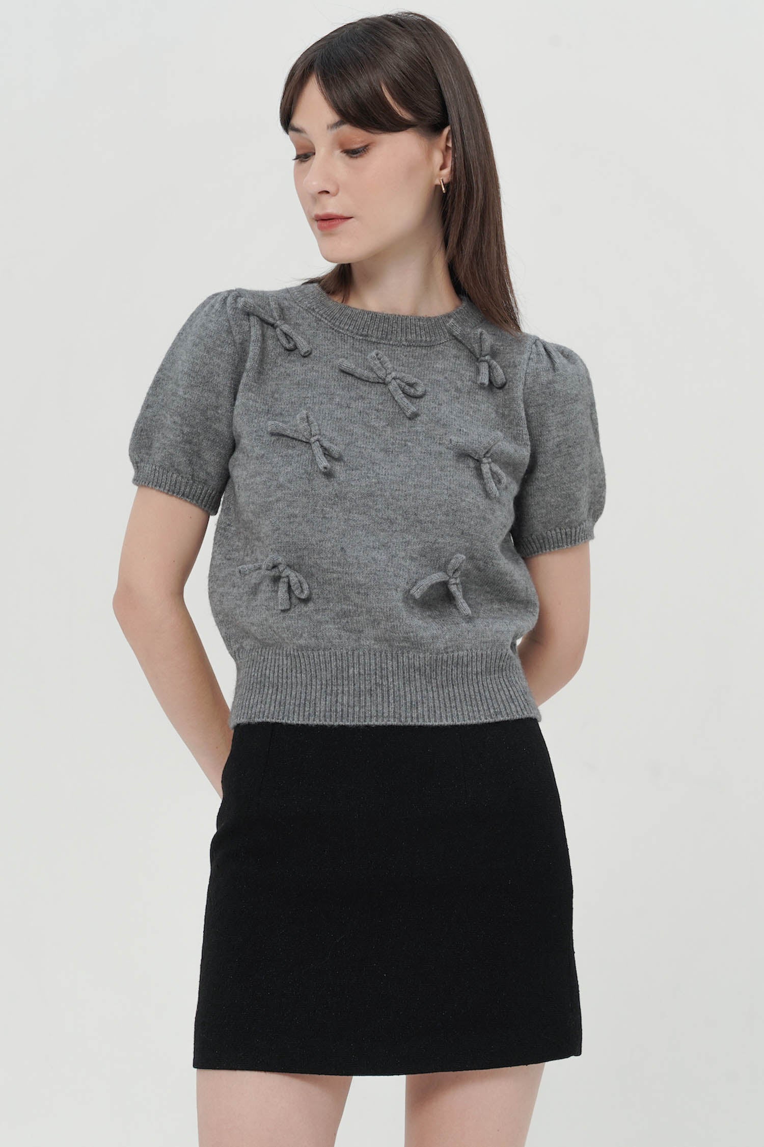 Chimere Ribbon Top In Grey (LAST PIECE)