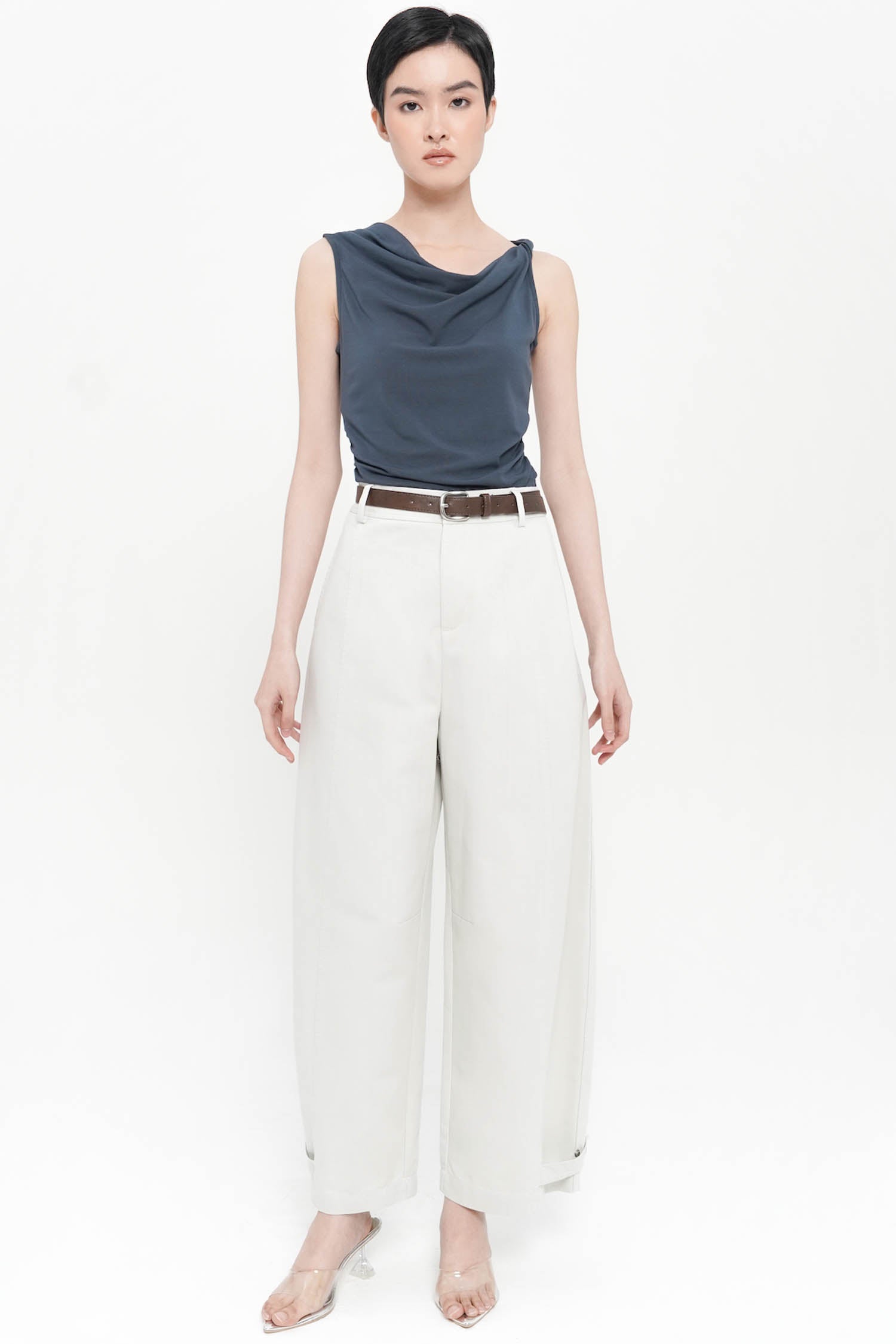 Fallon Barrel Pants In Creme