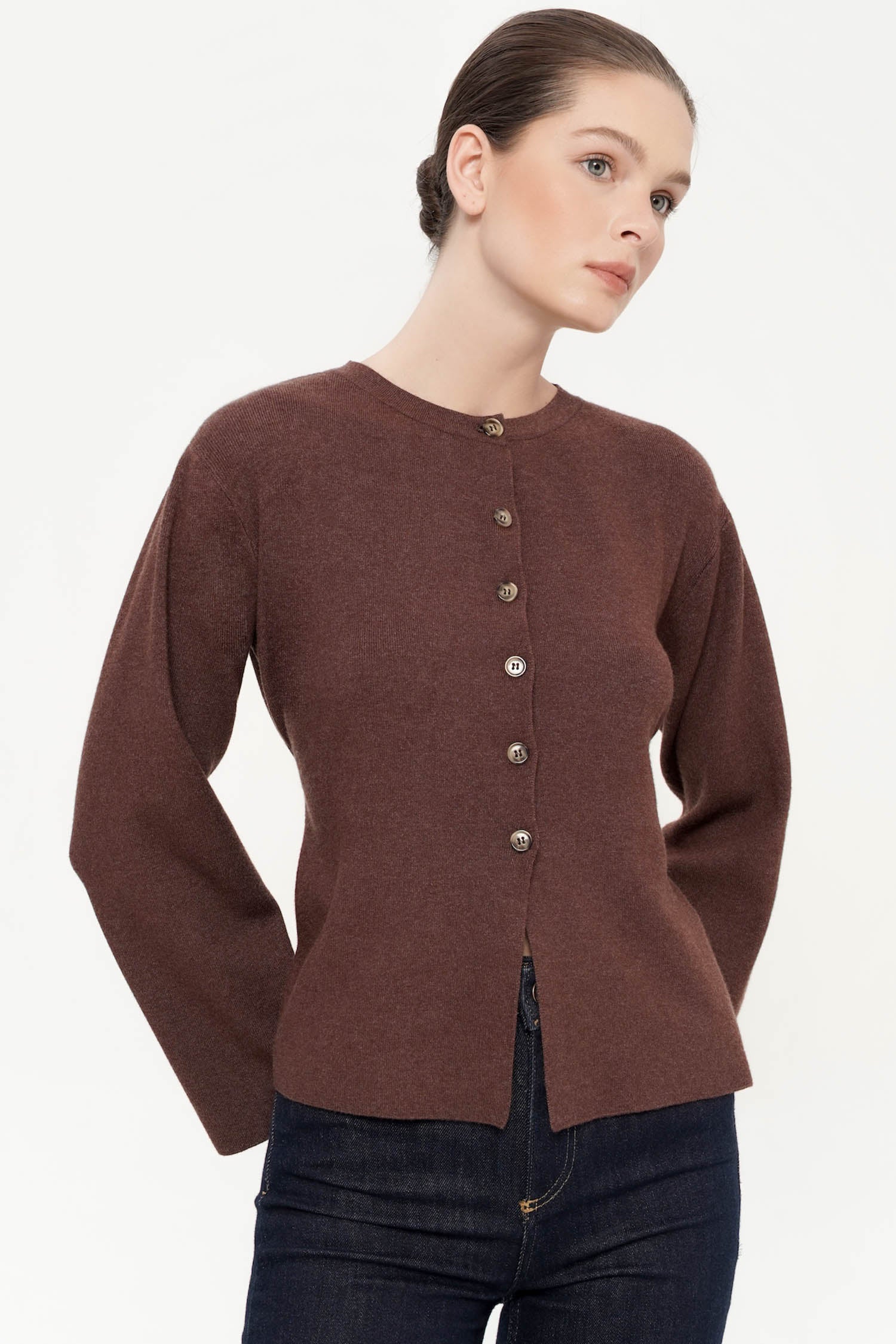 Roseau Cinched Knit Top In Wine