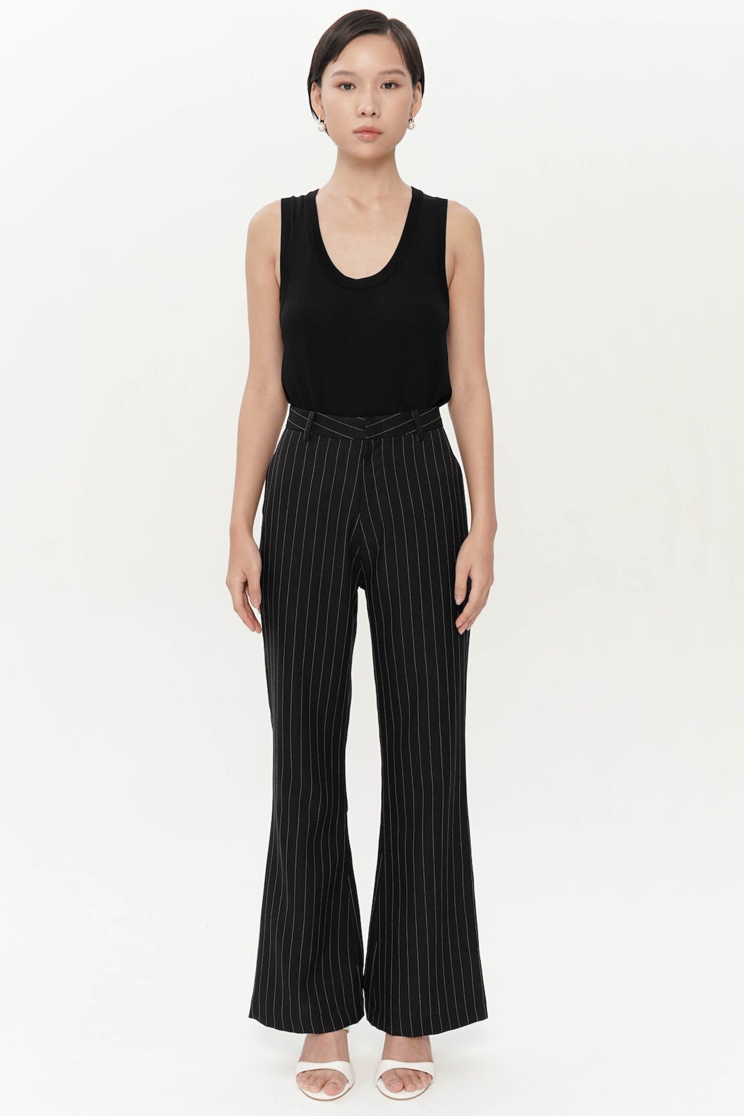 Mercer Tailored Trousers In Black Stripes