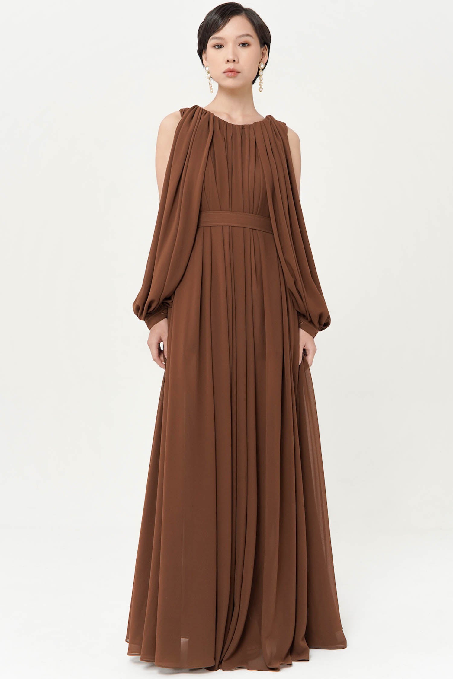 Charlot Dress in Coffee Brown