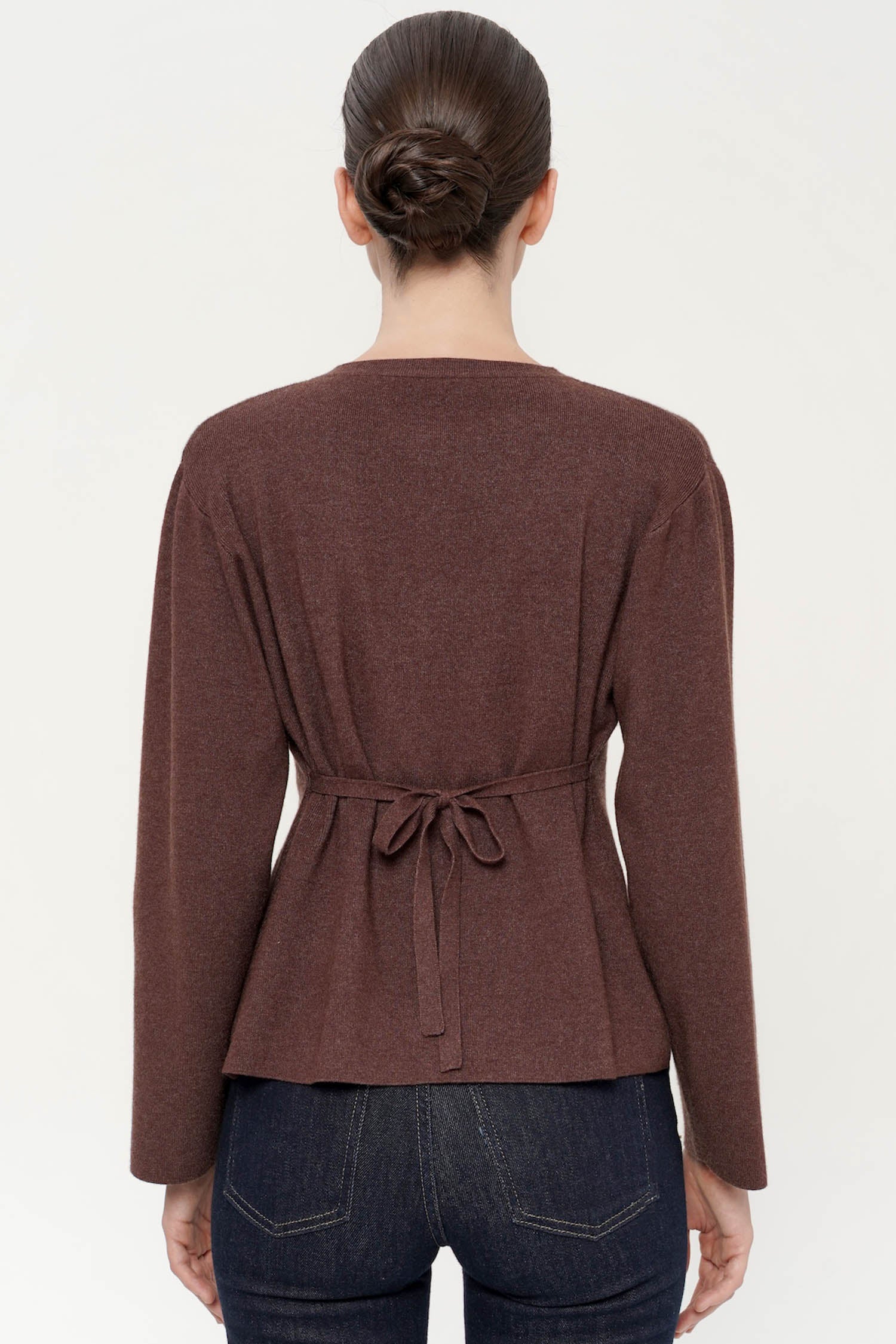 Roseau Cinched Knit Top In Wine