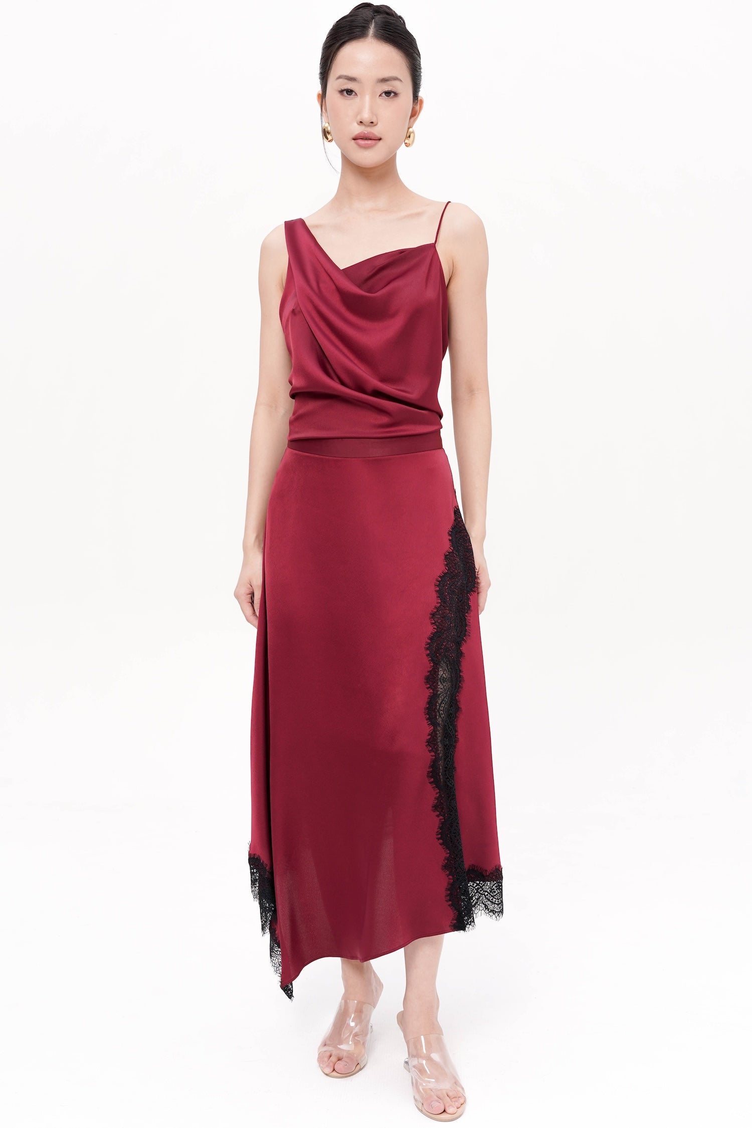 Lenai Maxi Lace Skirt In Wine