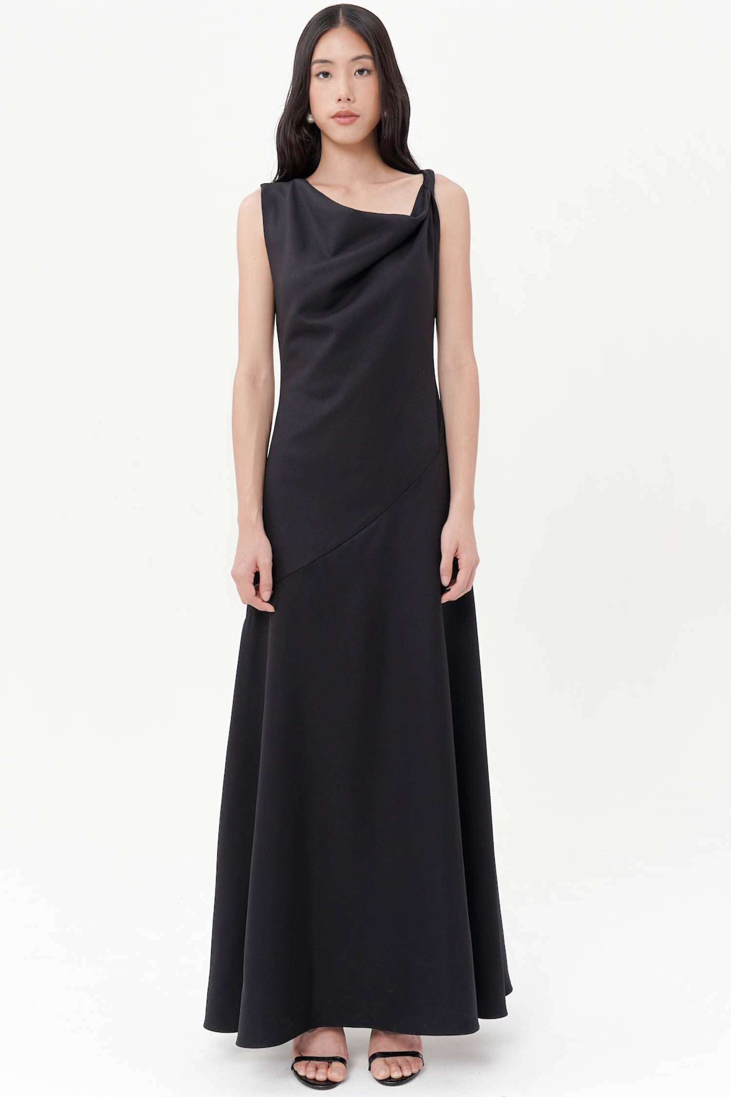 Bronya Greek Twist Dress In Black