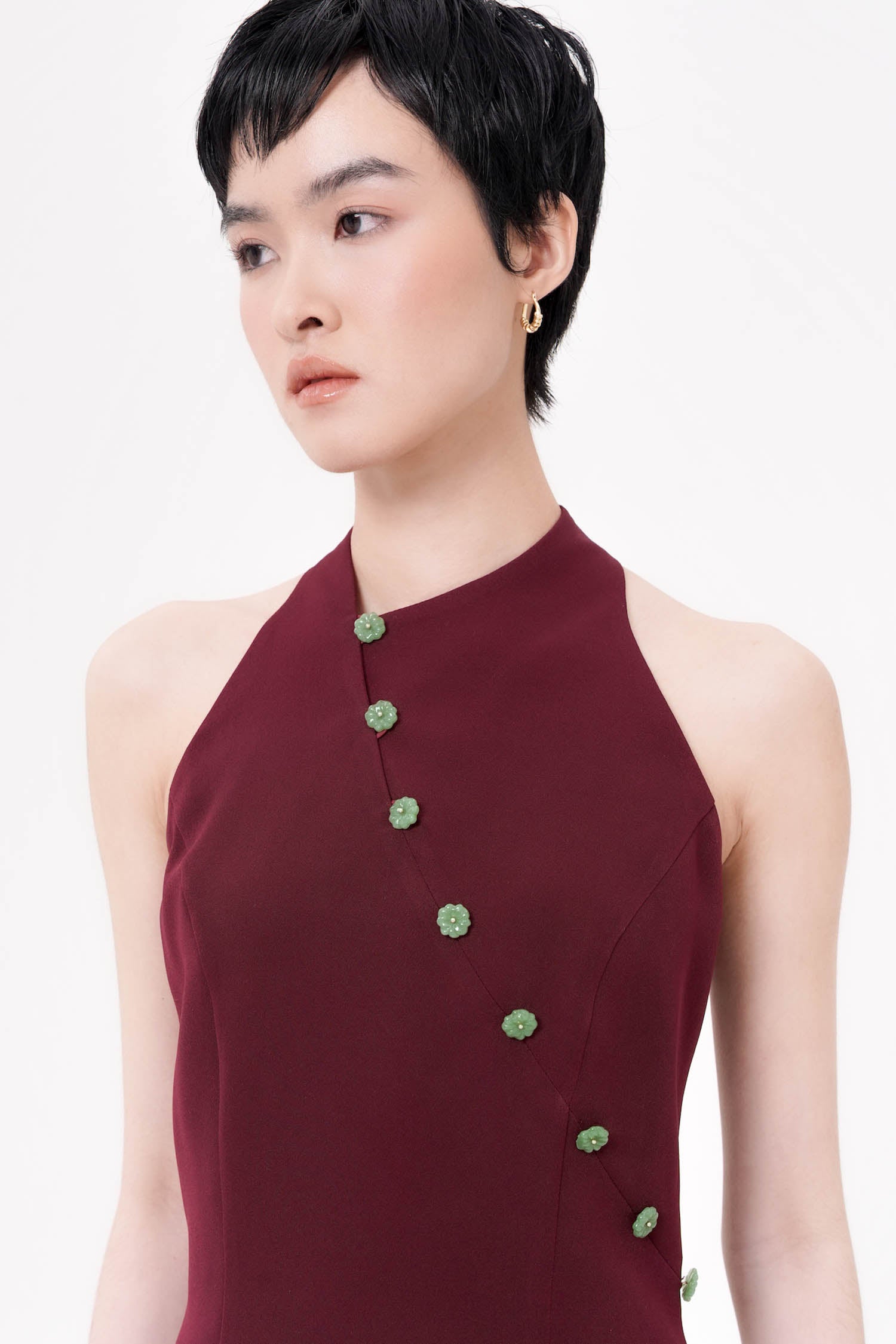 Linhe Asymmetrical Top In Maroon