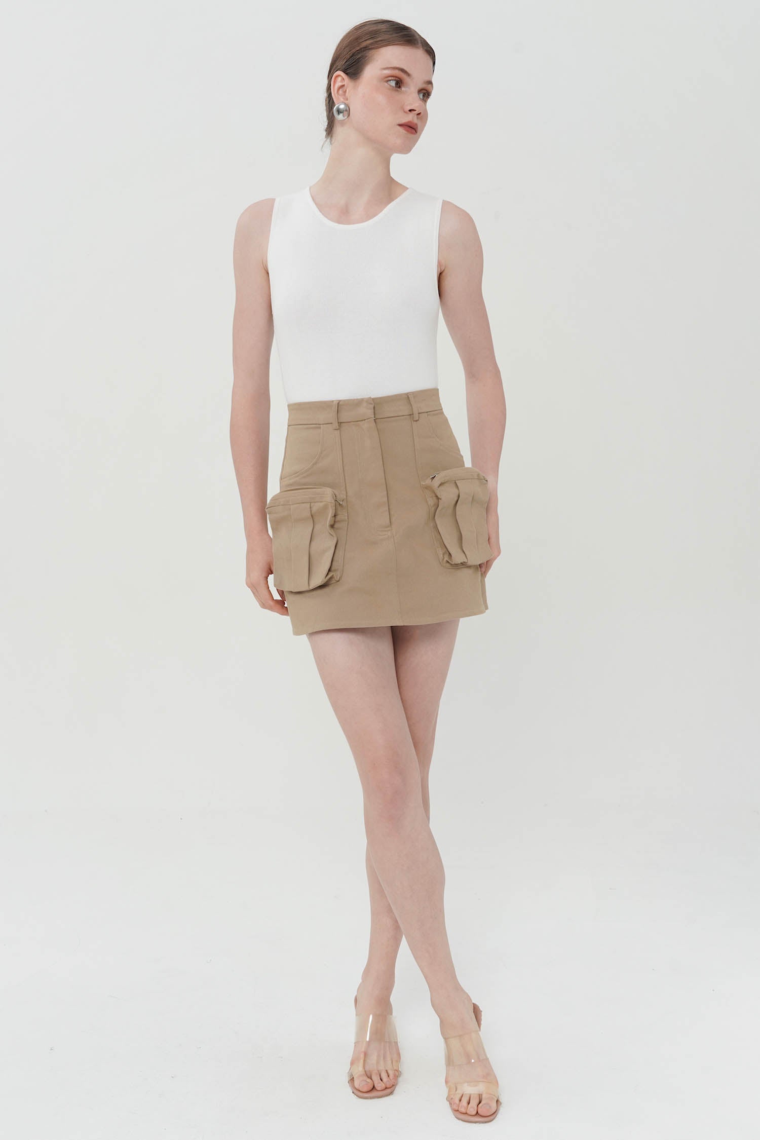 Jordane Cargo Mini Skirt In Khaki