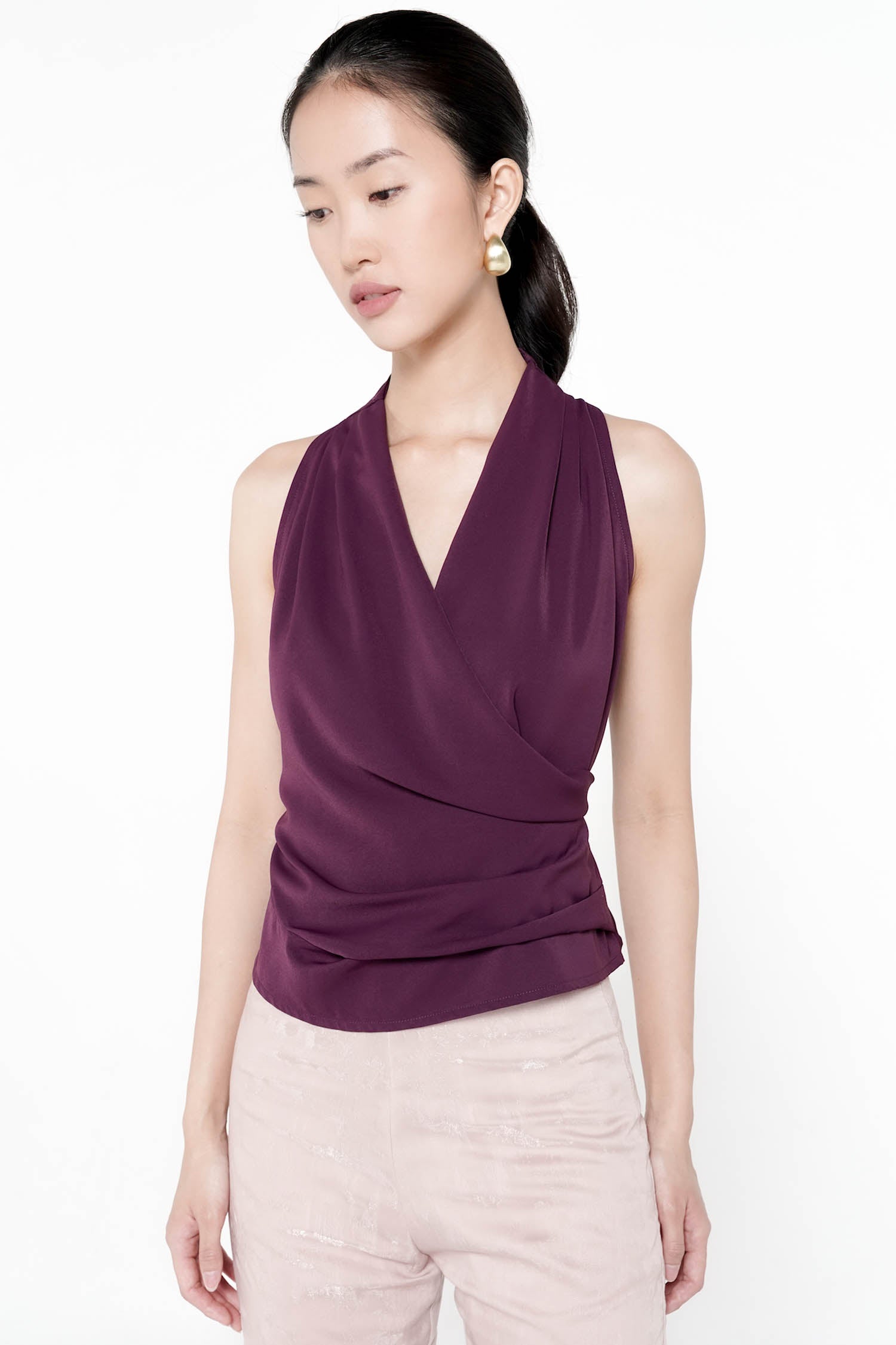 Ribadeo Wrap Top In Burgundy