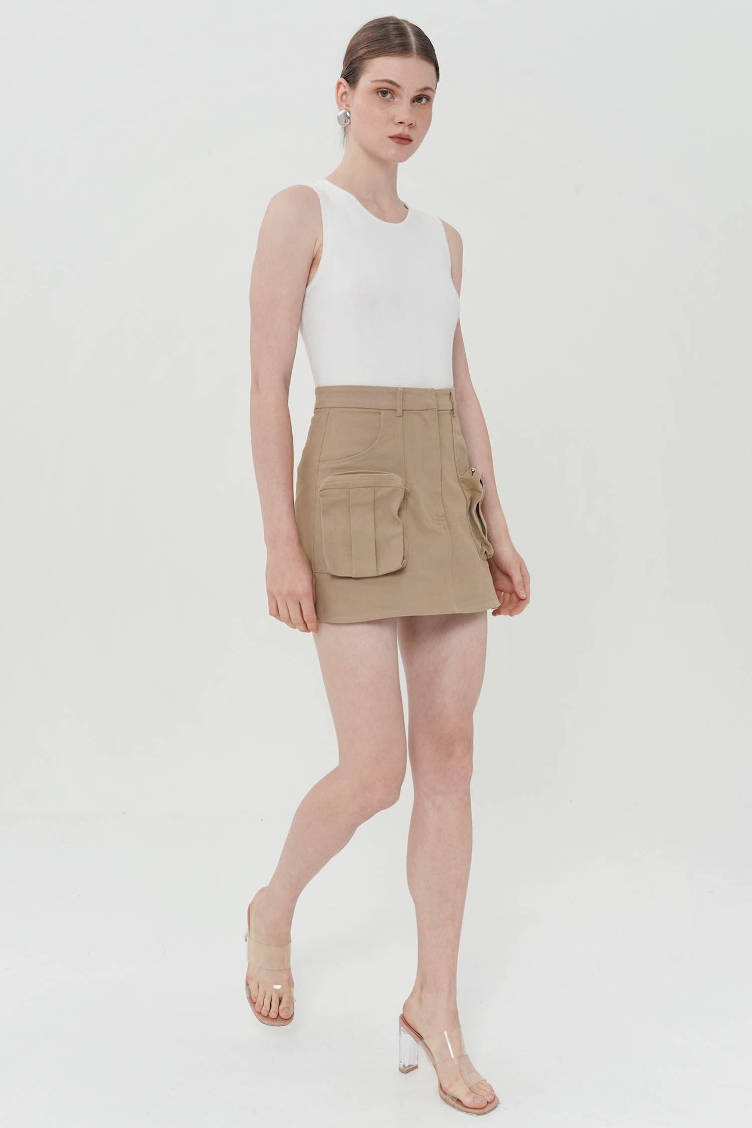 Jordane Cargo Mini Skirt In Khaki